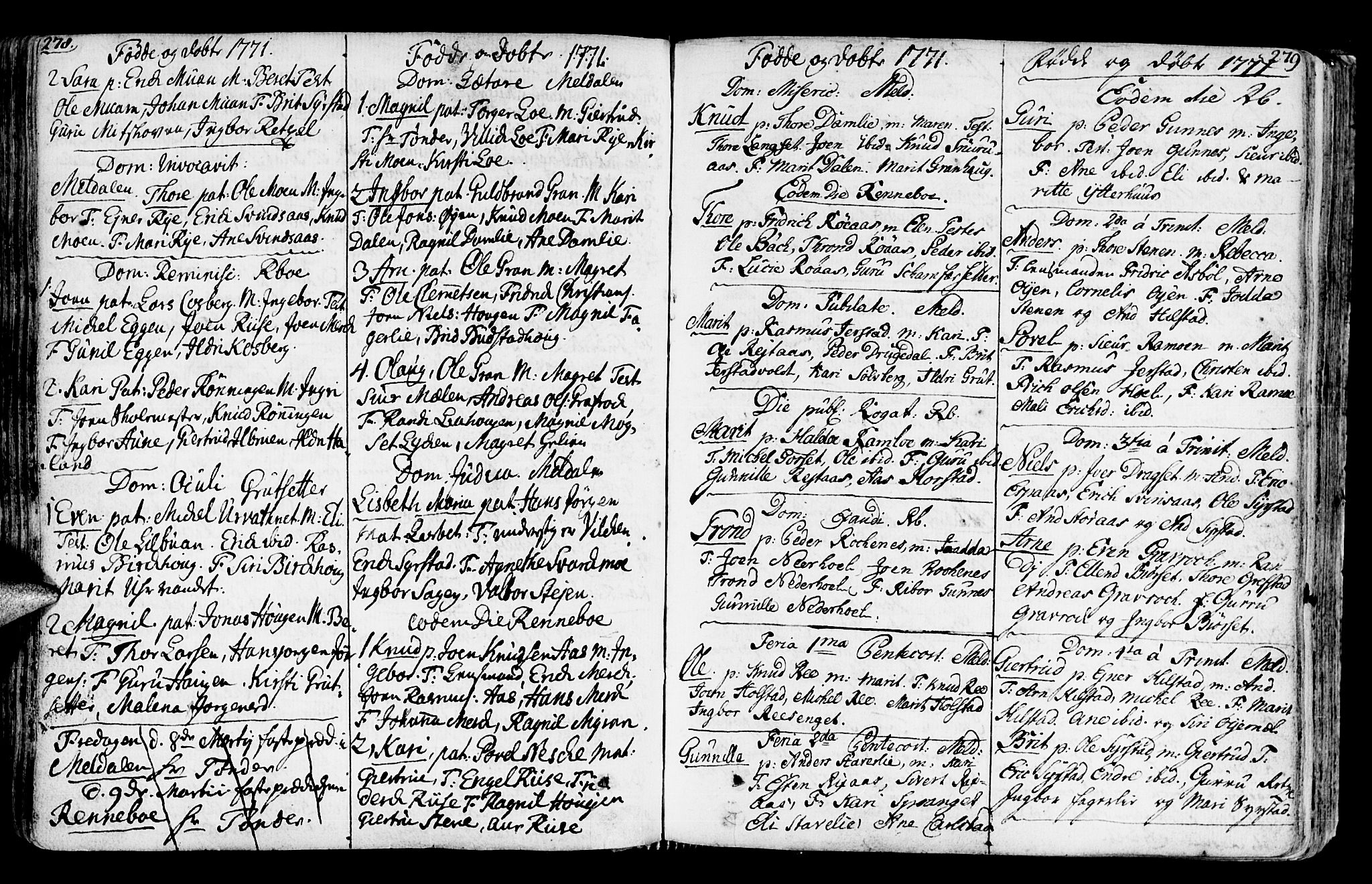 Ministerialprotokoller, klokkerbøker og fødselsregistre - Sør-Trøndelag, SAT/A-1456/672/L0851: Parish register (official) no. 672A04, 1751-1775, p. 278-279