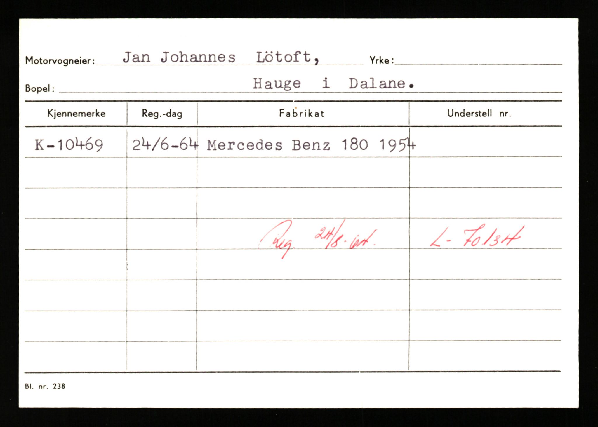 Stavanger trafikkstasjon, AV/SAST-A-101942/0/G/L0003: Registreringsnummer: 10466 - 15496, 1930-1971, p. 5