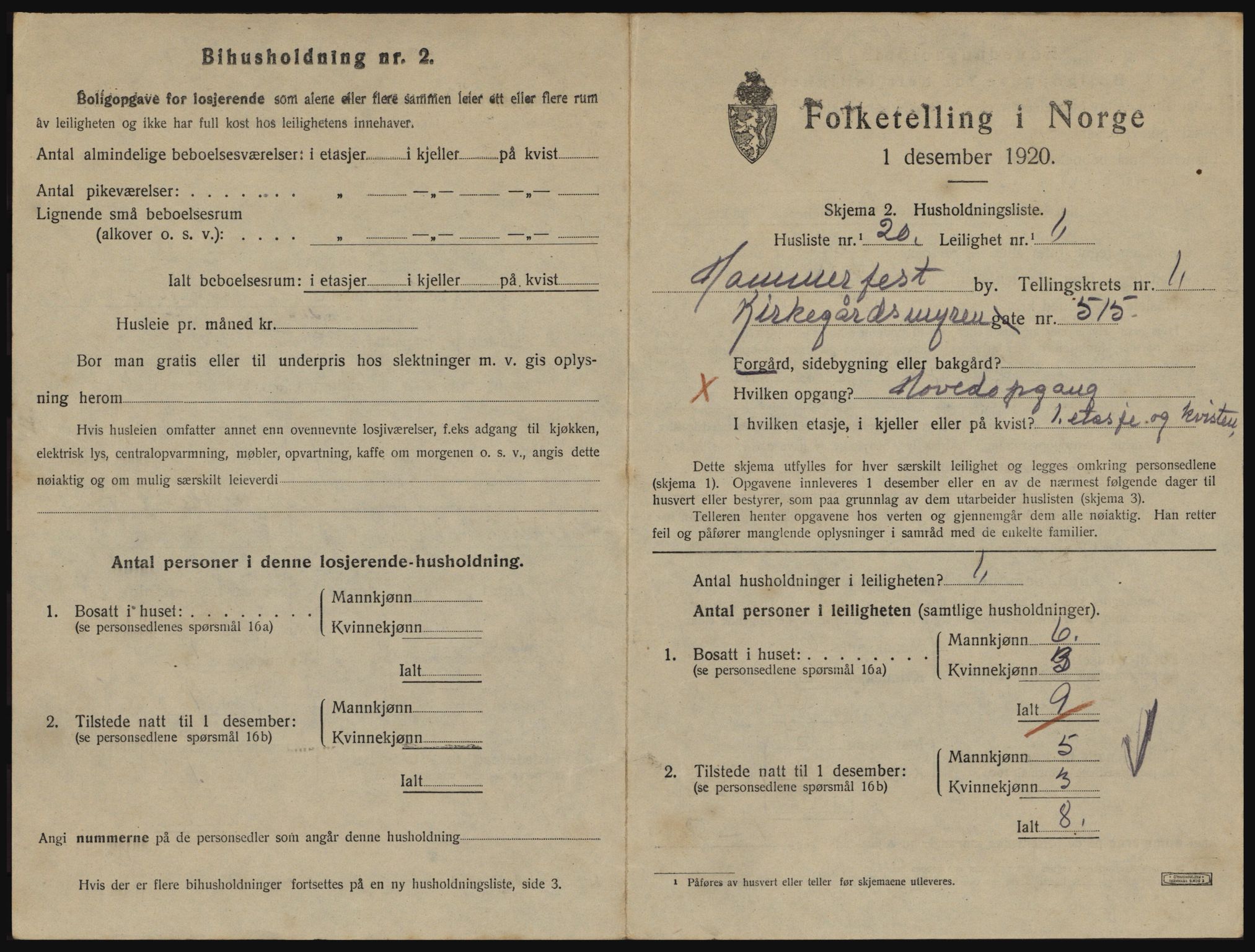 SATØ, 1920 census for Hammerfest, 1920, p. 1096