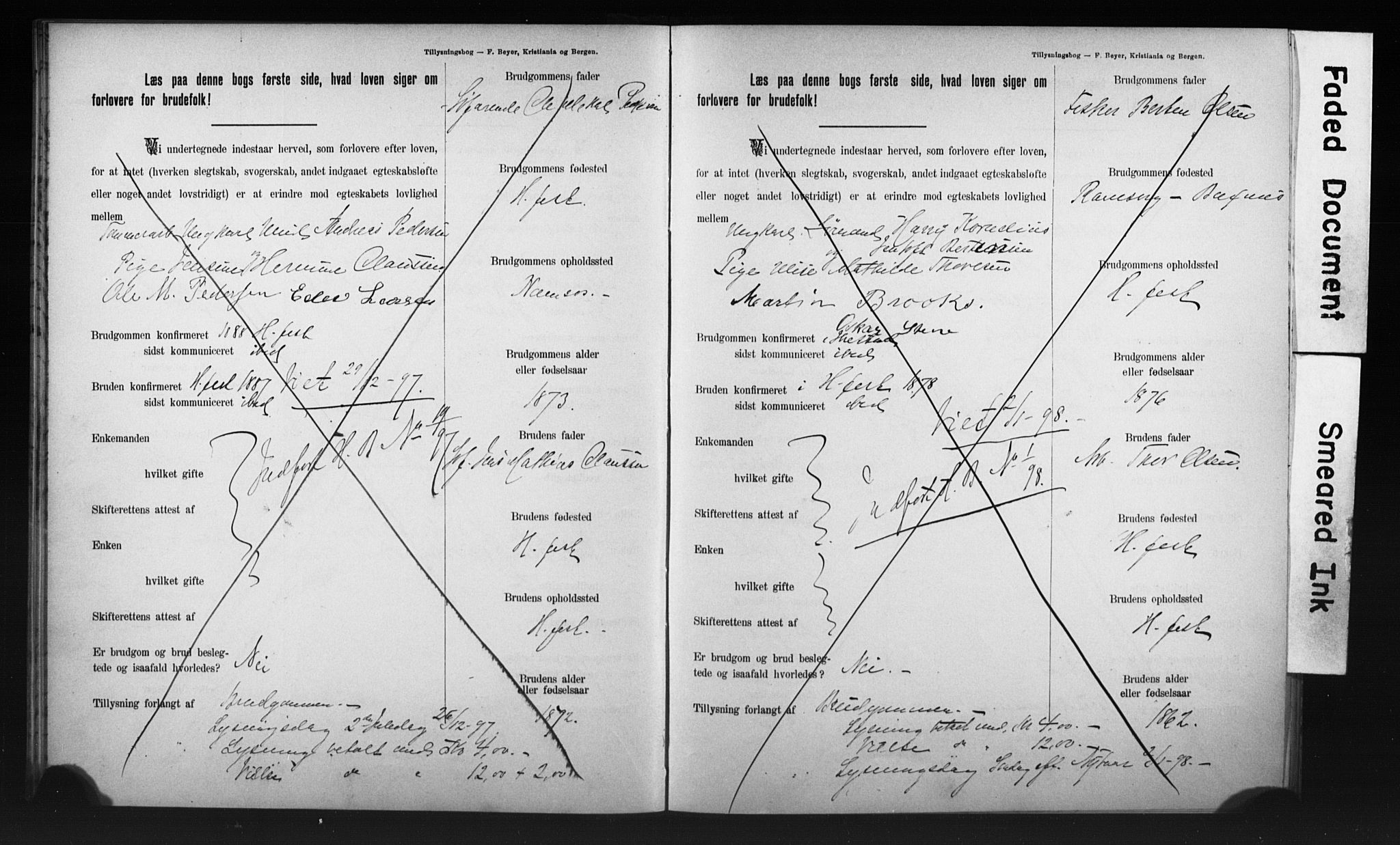 Hammerfest sokneprestkontor, AV/SATØ-S-1347/I/Ib/L0070/0004: Banns register no. 70.4, 1896-1899