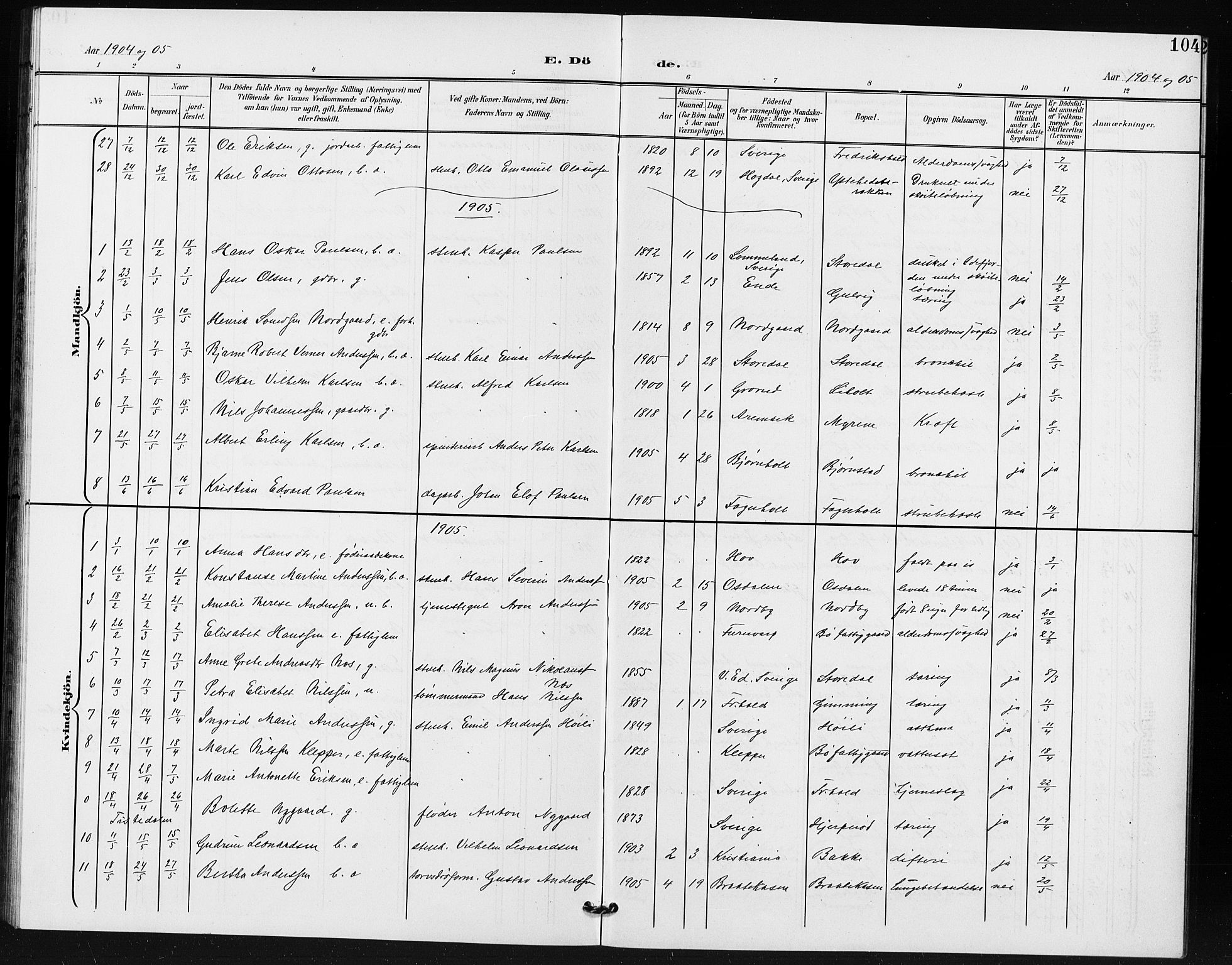 Idd prestekontor Kirkebøker, SAO/A-10911/G/Gb/L0001: Parish register (copy) no. II 1, 1901-1907, p. 104