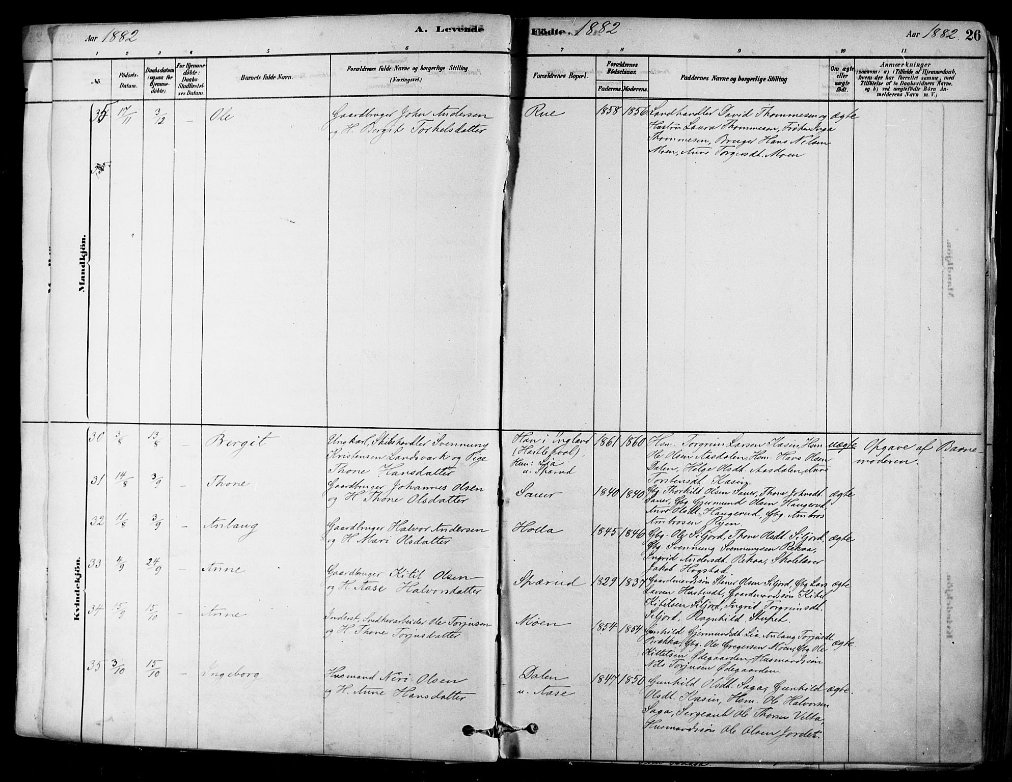 Heddal kirkebøker, AV/SAKO-A-268/F/Fa/L0008: Parish register (official) no. I 8, 1878-1903, p. 26