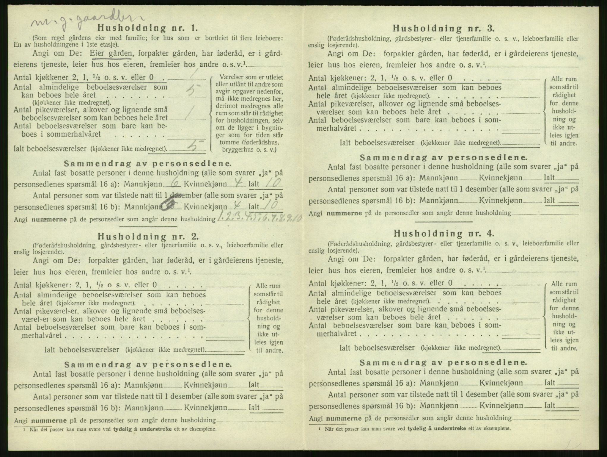 SAT, 1920 census for Vatne, 1920, p. 49