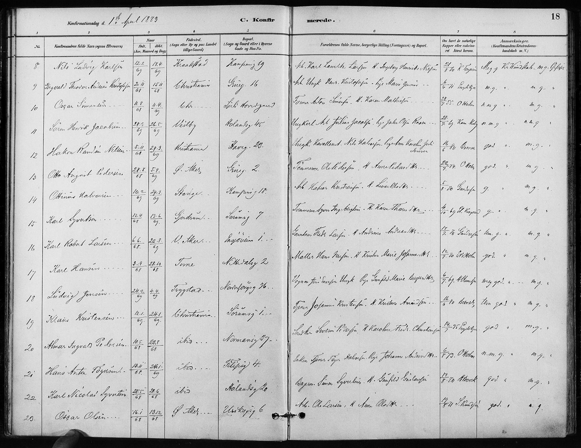 Kampen prestekontor Kirkebøker, SAO/A-10853/F/Fa/L0002: Parish register (official) no. I 2, 1880-1888, p. 18