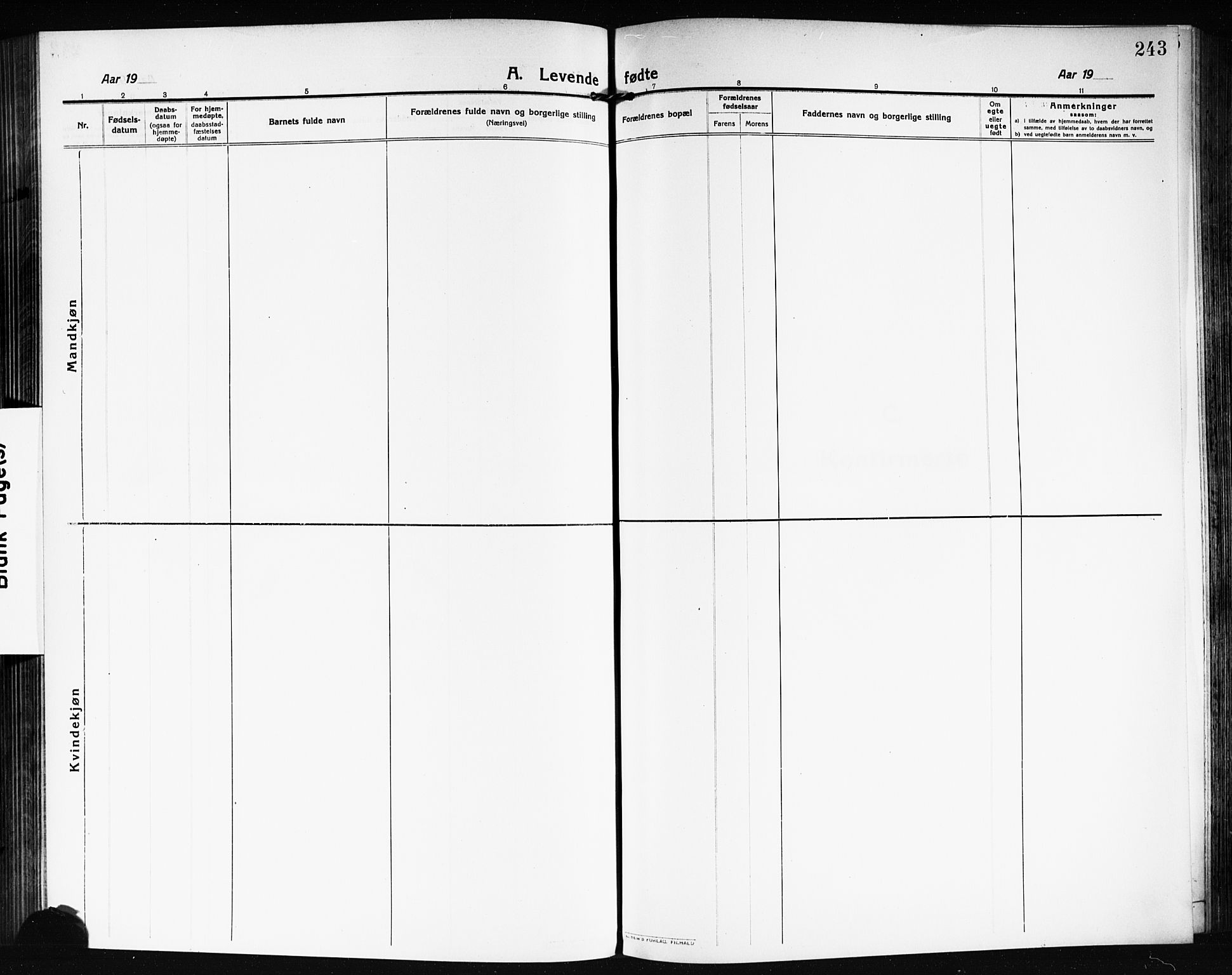 Moss prestekontor Kirkebøker, AV/SAO-A-2003/G/Ga/L0008: Parish register (copy) no. I 8, 1913-1923, p. 243
