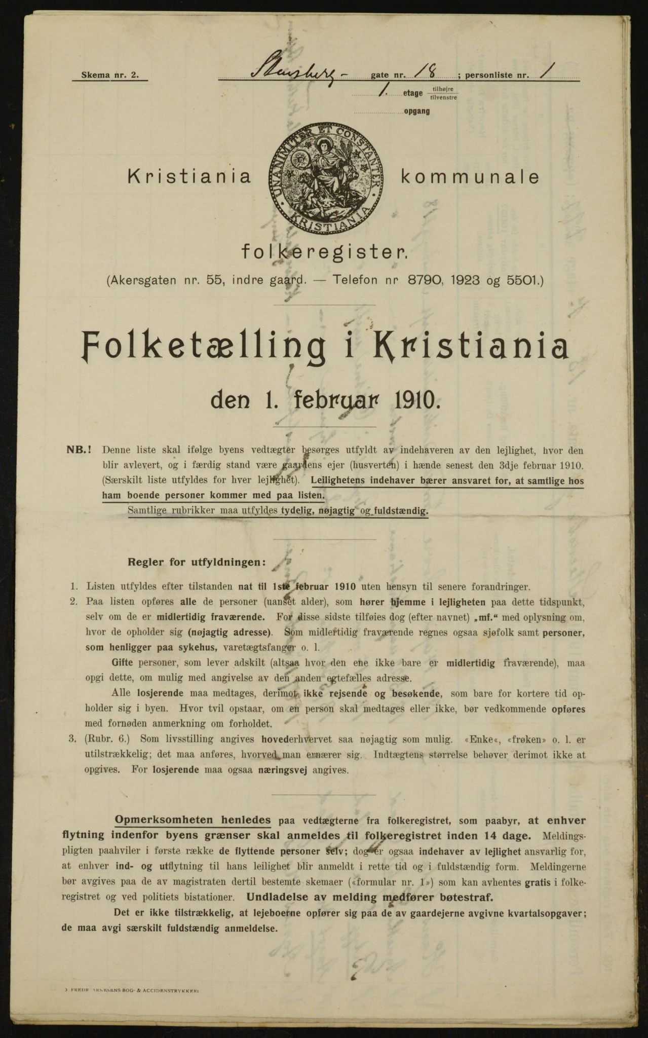 OBA, Municipal Census 1910 for Kristiania, 1910, p. 96447