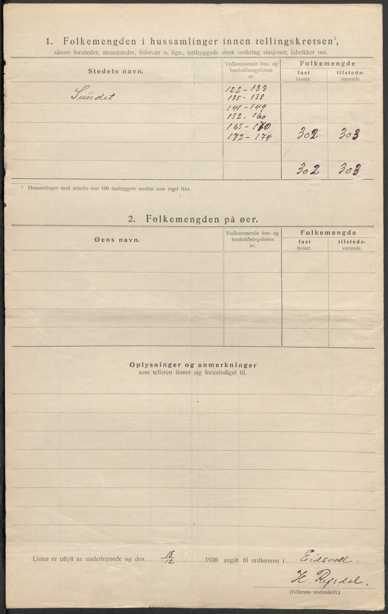SAO, 1920 census for Eidsvoll, 1920, p. 12