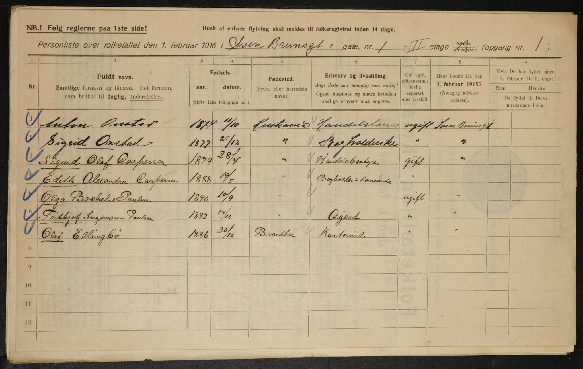 OBA, Municipal Census 1916 for Kristiania, 1916, p. 107708