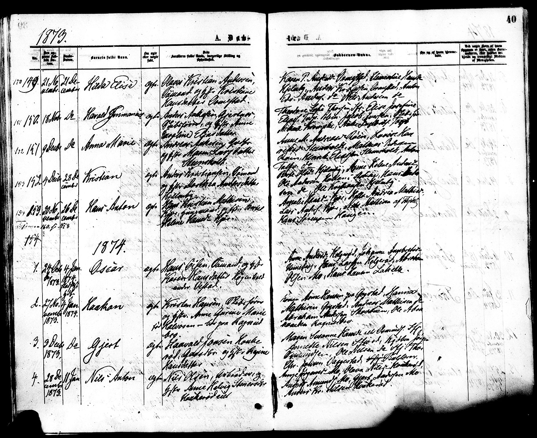 Sandar kirkebøker, SAKO/A-243/F/Fa/L0010: Parish register (official) no. 10, 1872-1882, p. 40