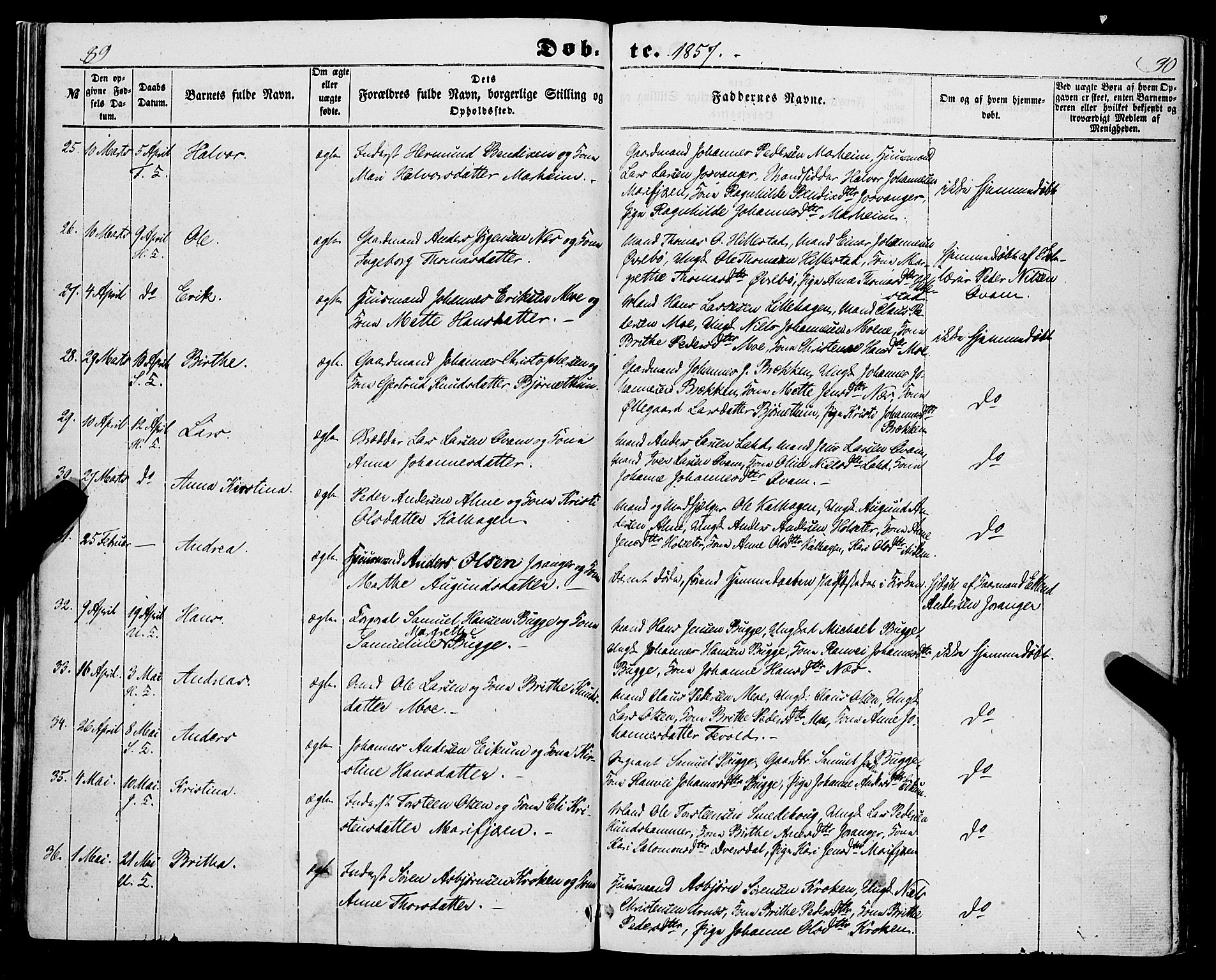 Hafslo sokneprestembete, AV/SAB-A-80301/H/Haa/Haaa/L0009: Parish register (official) no. A 9, 1852-1873, p. 89-90