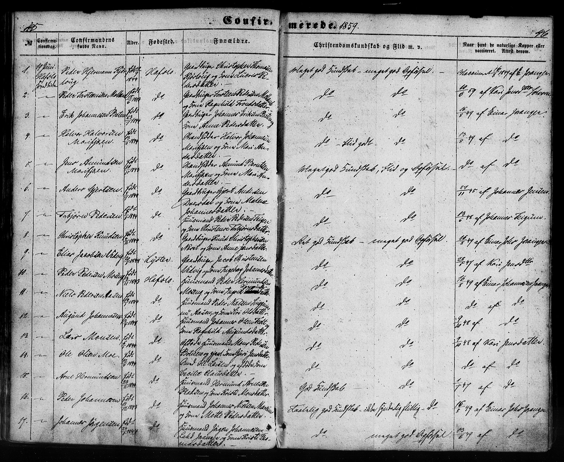 Hafslo sokneprestembete, SAB/A-80301/H/Haa/Haaa/L0012: Parish register (official) no. A 12, 1852-1885, p. 44-45