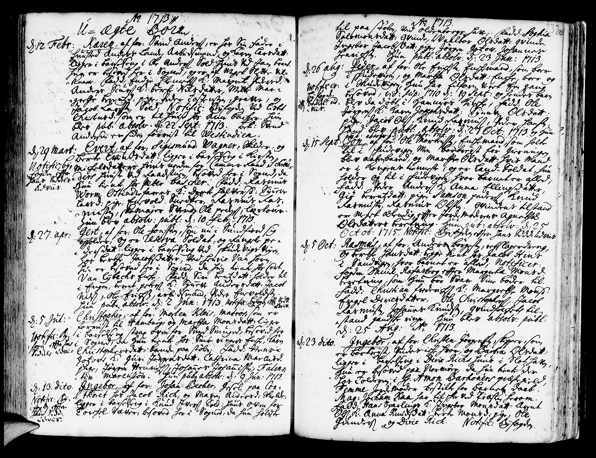 Korskirken sokneprestembete, AV/SAB-A-76101/H/Haa/L0003: Parish register (official) no. A 3, 1698-1719, p. 232