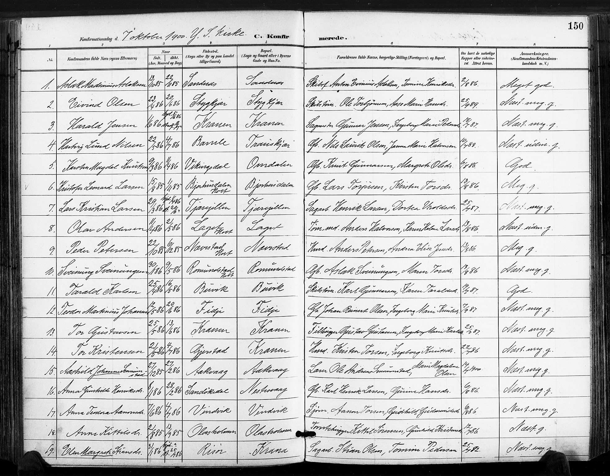 Søndeled sokneprestkontor, AV/SAK-1111-0038/F/Fa/L0006: Parish register (official) no. A 6, 1900-1922, p. 150