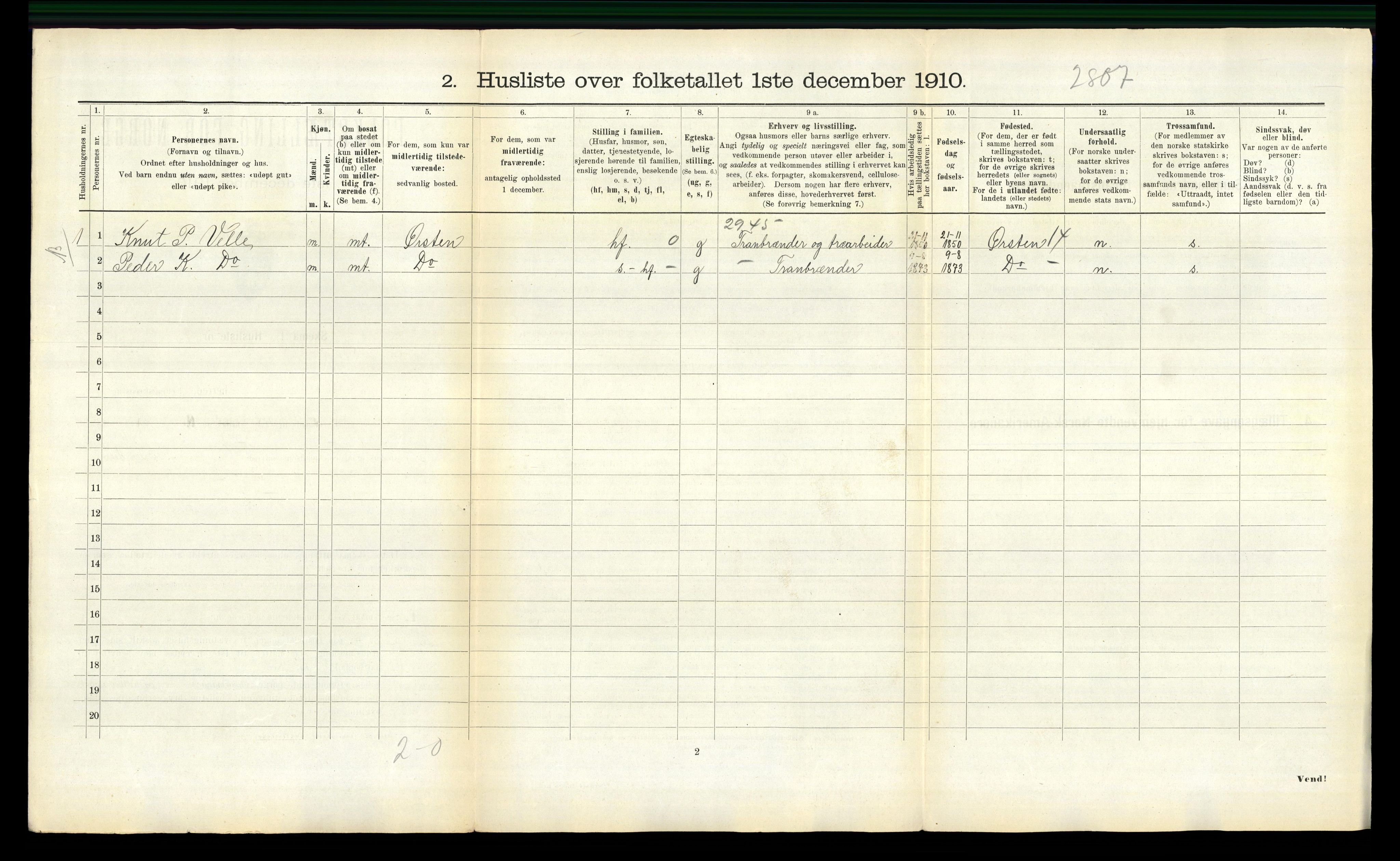 RA, 1910 census for Borgund, 1910, p. 1416