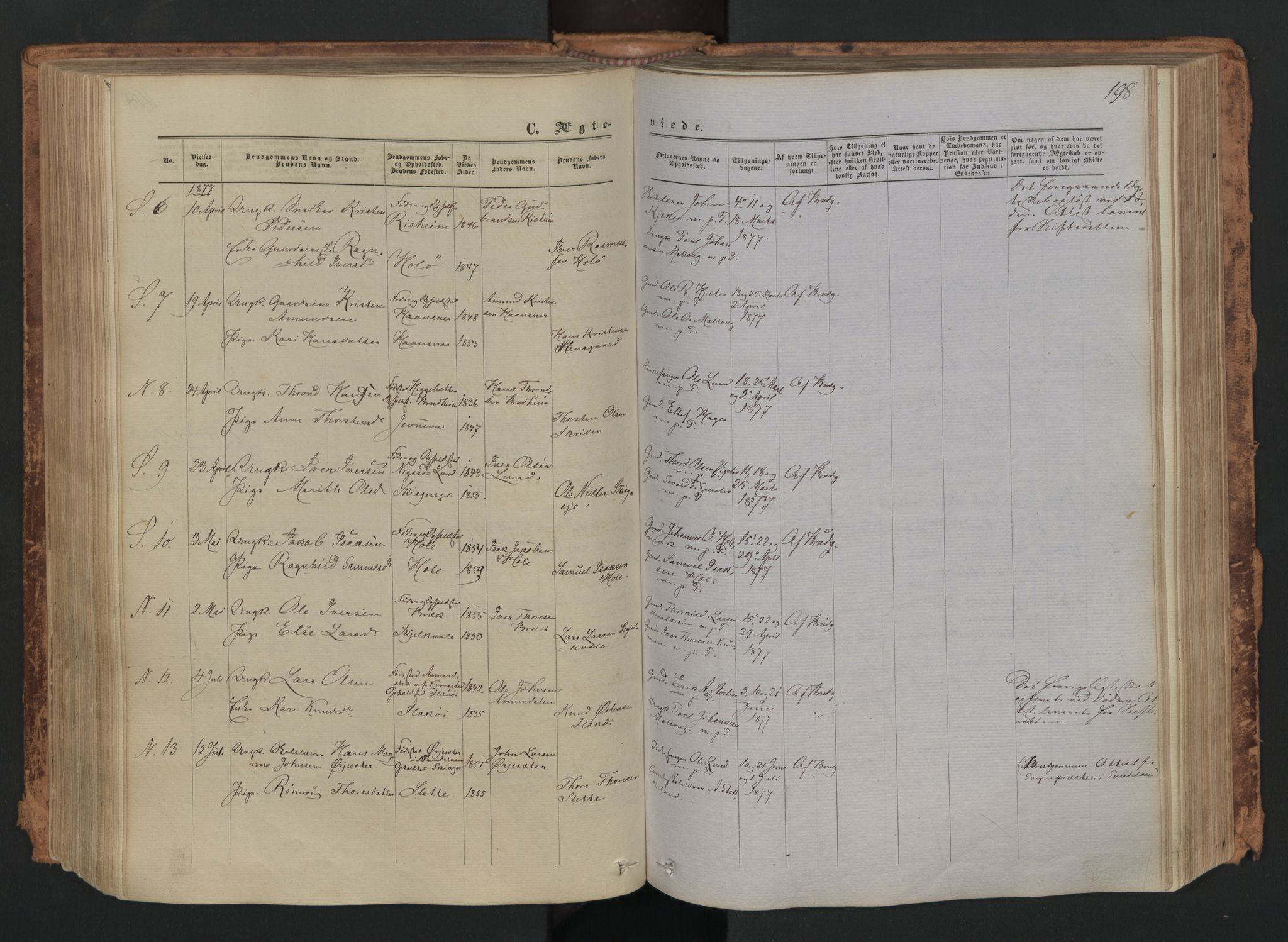 Skjåk prestekontor, AV/SAH-PREST-072/H/Ha/Haa/L0001: Parish register (official) no. 1, 1863-1879, p. 198