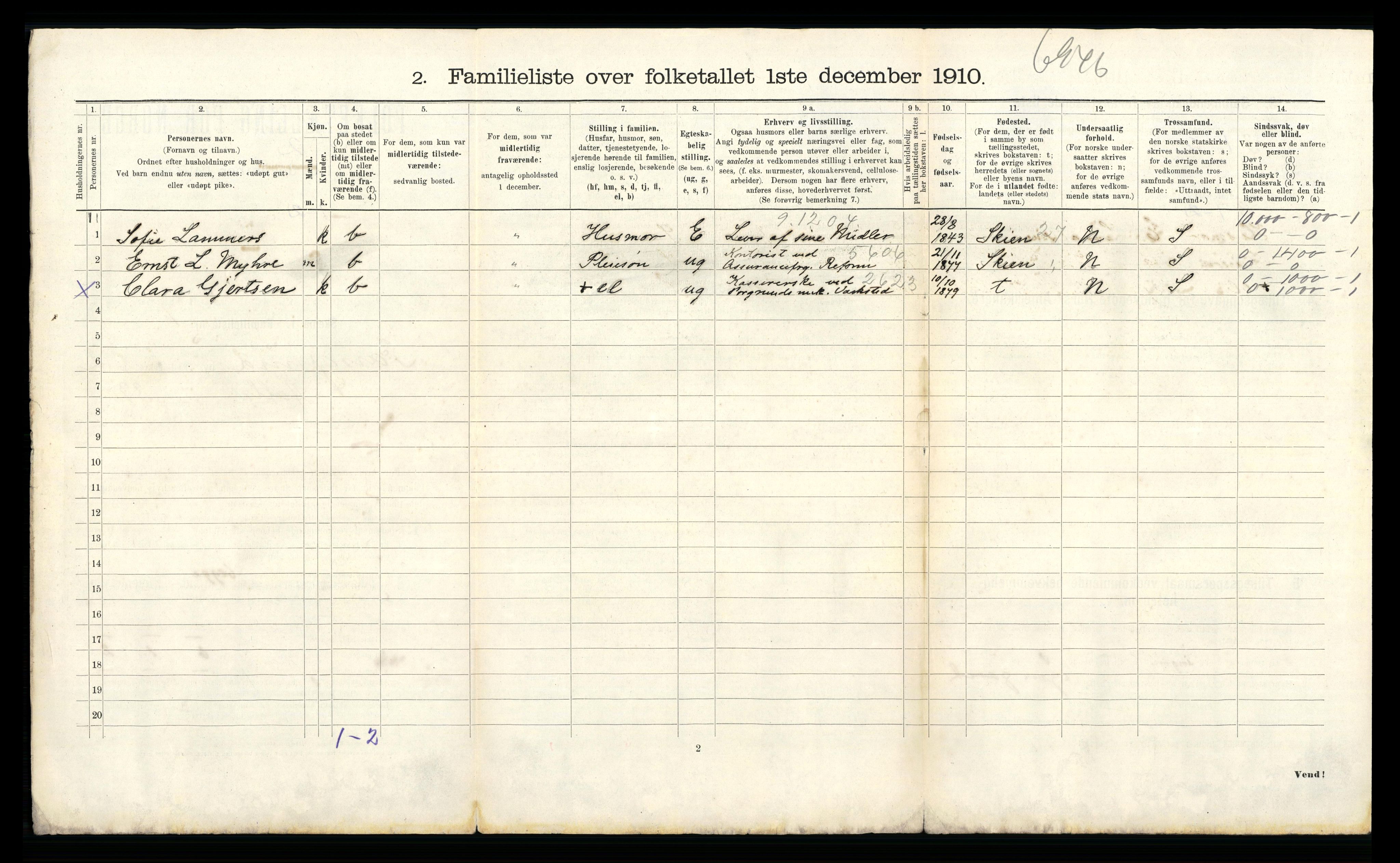 RA, 1910 census for Porsgrunn, 1910, p. 1525