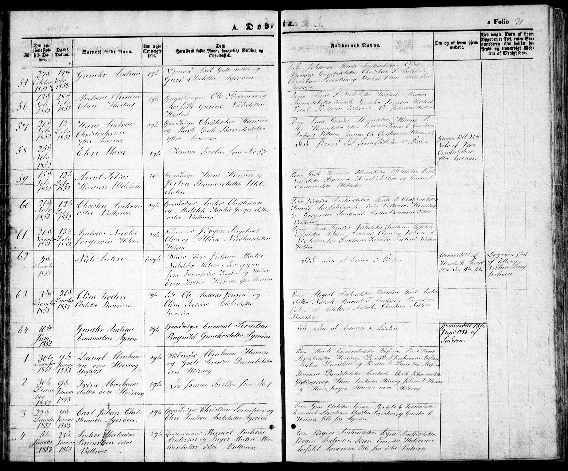 Høvåg sokneprestkontor, SAK/1111-0025/F/Fb/L0002: Parish register (copy) no. B 2, 1847-1869, p. 31