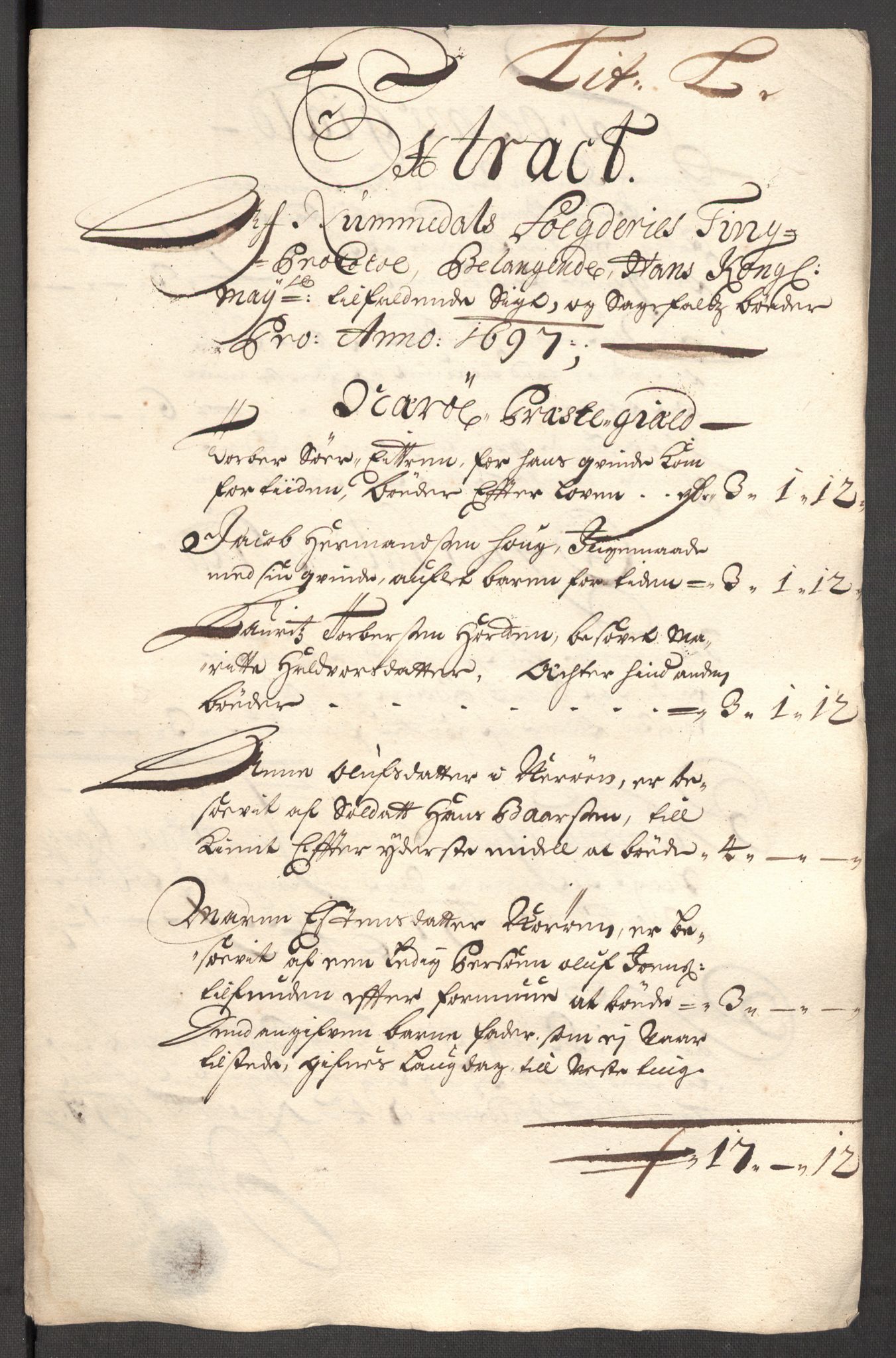 Rentekammeret inntil 1814, Reviderte regnskaper, Fogderegnskap, RA/EA-4092/R64/L4425: Fogderegnskap Namdal, 1696-1698, p. 252