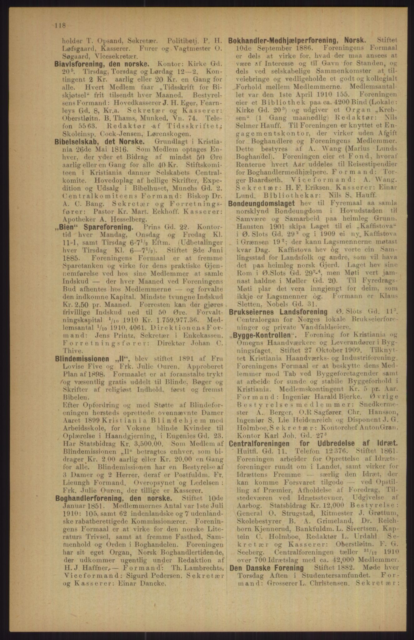 Kristiania/Oslo adressebok, PUBL/-, 1911, p. 118