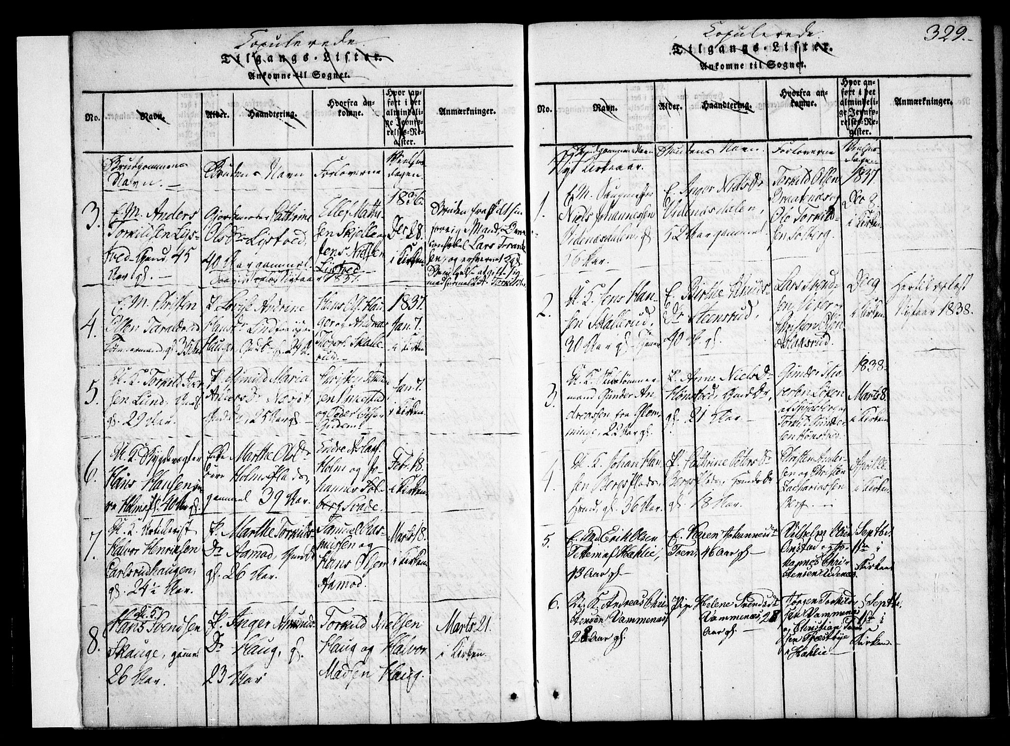 Skiptvet prestekontor Kirkebøker, SAO/A-20009/F/Fa/L0005: Parish register (official) no. 5, 1814-1838, p. 329