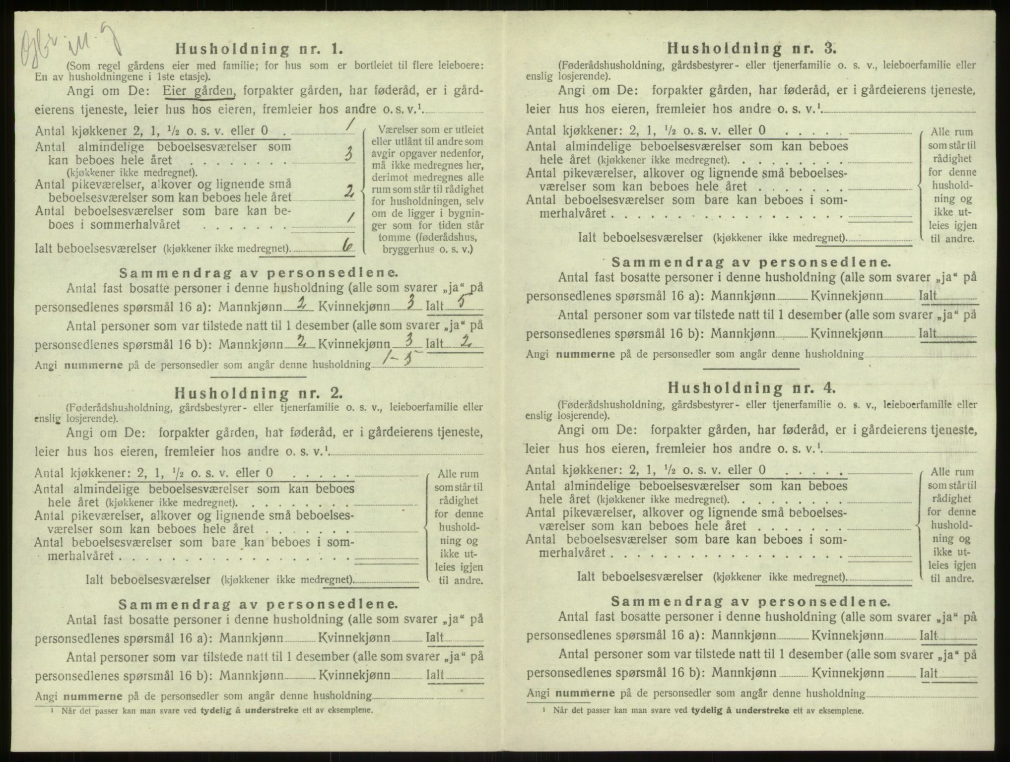 SAB, 1920 census for Haus, 1920, p. 1609