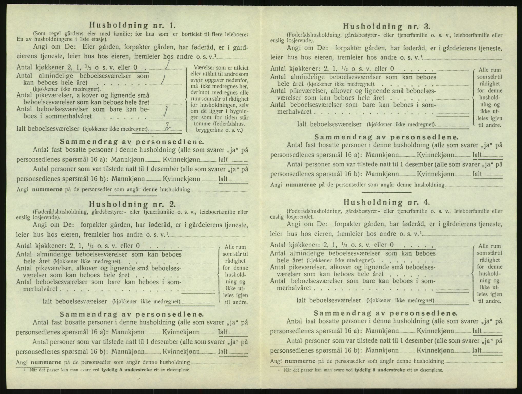 SAK, 1920 census for Iveland, 1920, p. 334