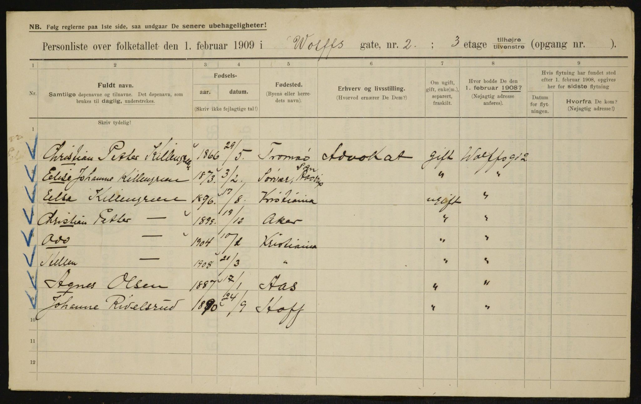 OBA, Municipal Census 1909 for Kristiania, 1909, p. 116670