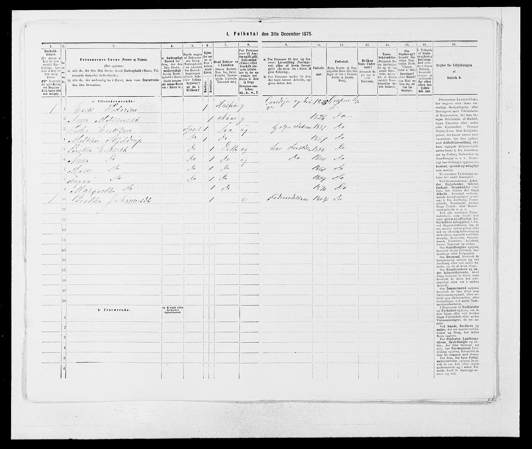 SAB, 1875 census for 1426P Luster, 1875, p. 1290