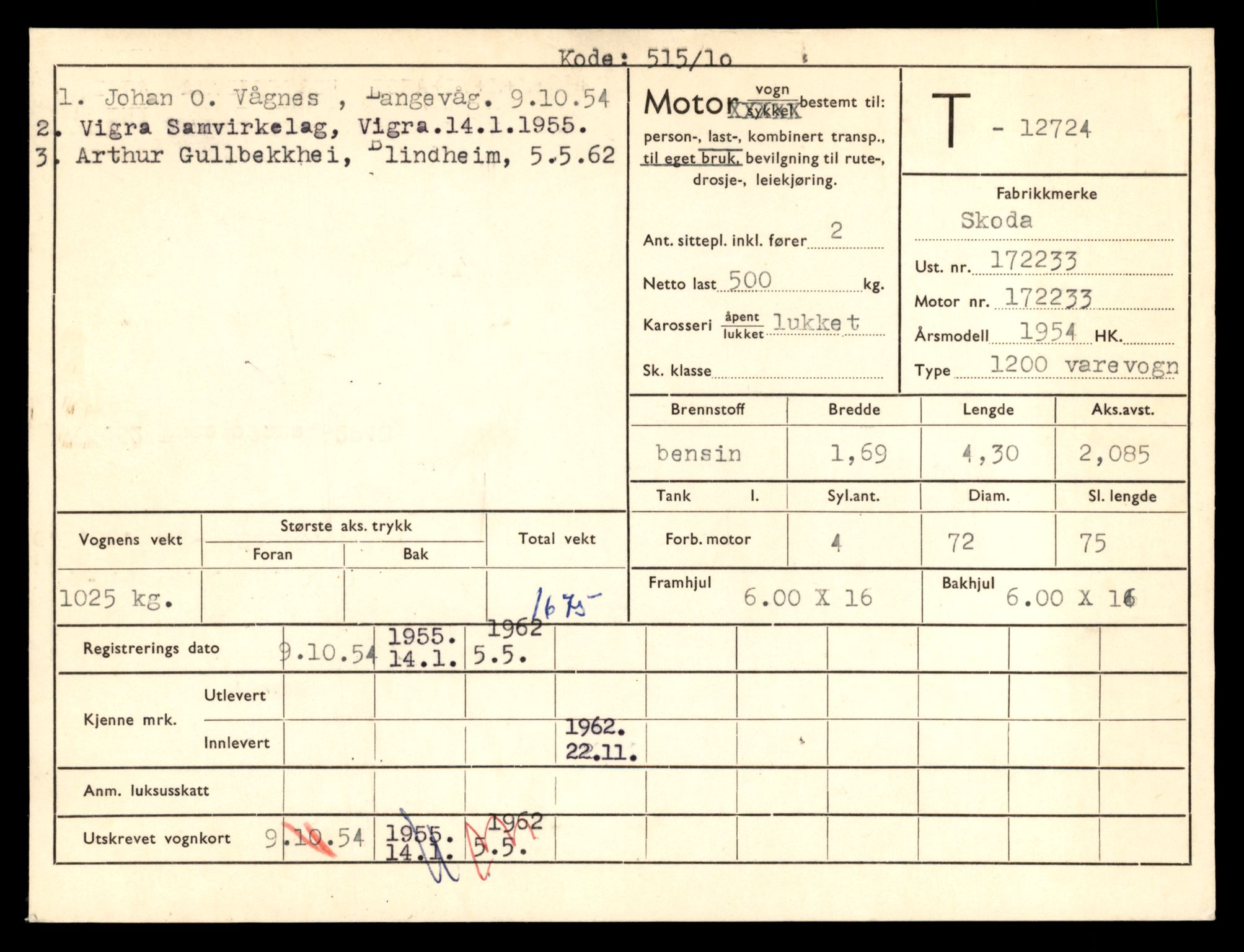 Møre og Romsdal vegkontor - Ålesund trafikkstasjon, AV/SAT-A-4099/F/Fe/L0035: Registreringskort for kjøretøy T 12653 - T 12829, 1927-1998, p. 1364