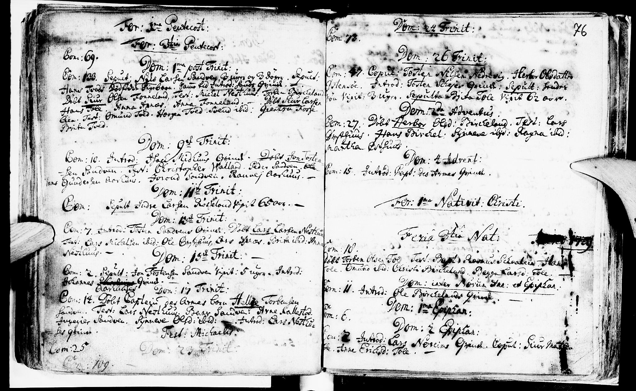 Kvam sokneprestembete, SAB/A-76201/H/Haa: Parish register (official) no. A 2, 1696-1741, p. 76