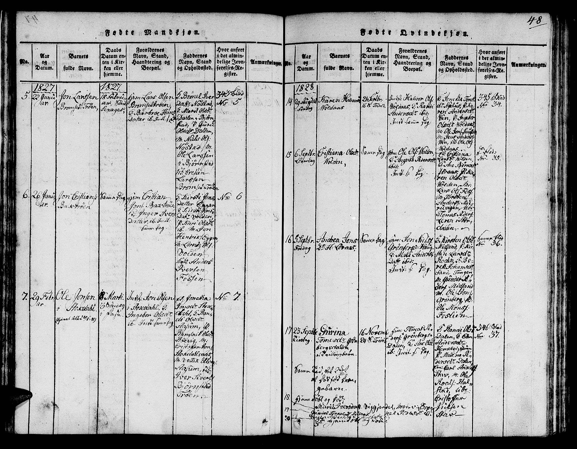 Ministerialprotokoller, klokkerbøker og fødselsregistre - Sør-Trøndelag, AV/SAT-A-1456/616/L0420: Parish register (copy) no. 616C03, 1817-1835, p. 48