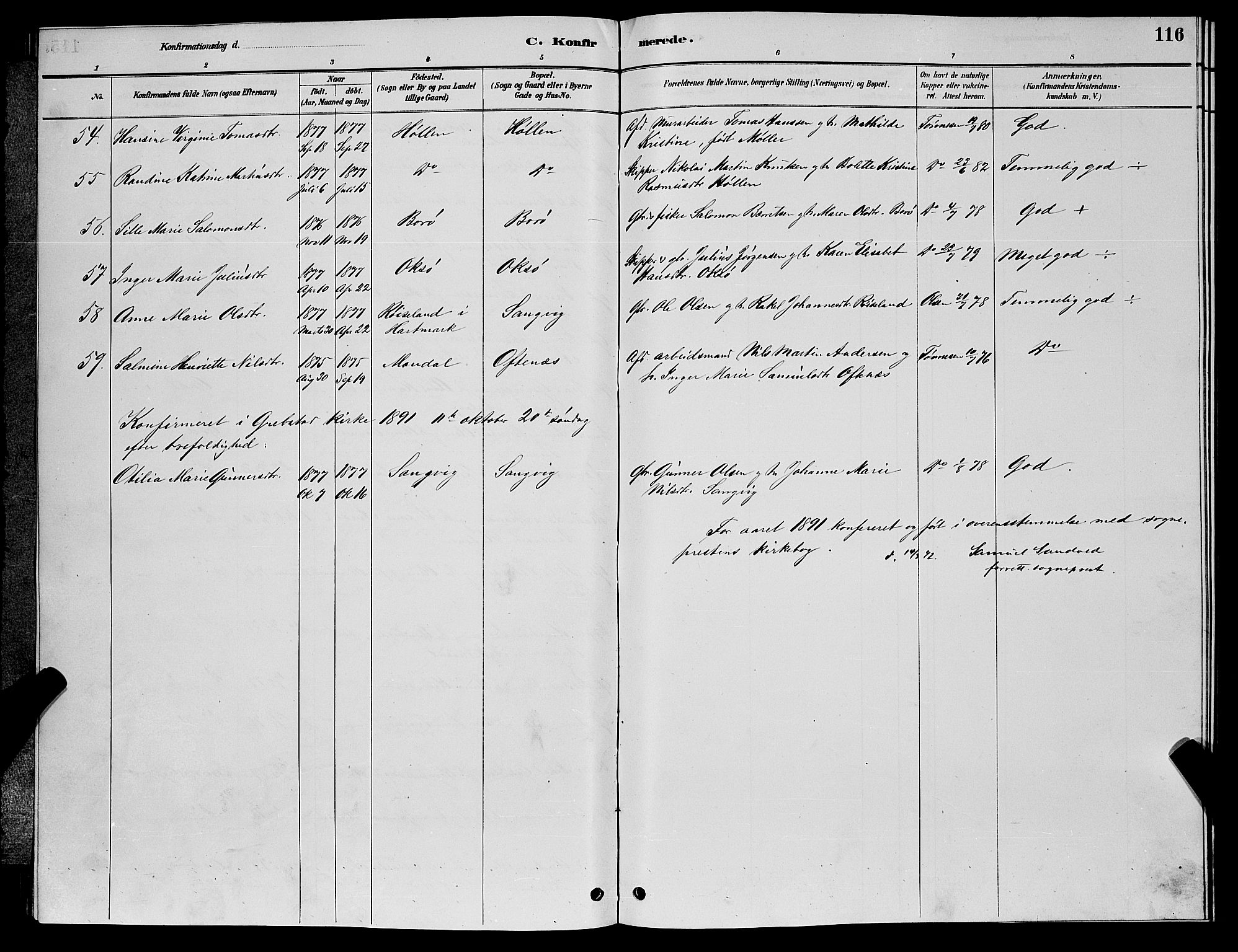 Søgne sokneprestkontor, SAK/1111-0037/F/Fb/Fbb/L0005: Parish register (copy) no. B 5, 1884-1891, p. 117