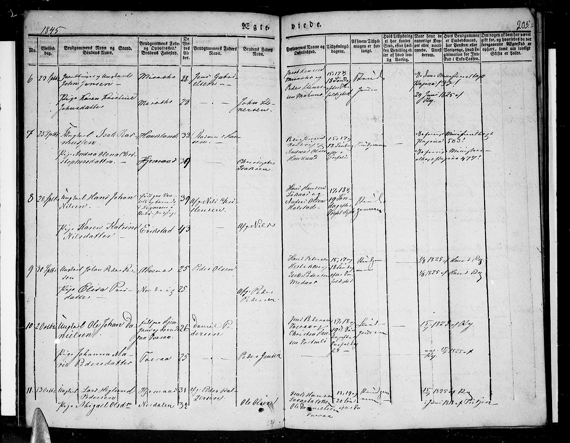 Ministerialprotokoller, klokkerbøker og fødselsregistre - Nordland, AV/SAT-A-1459/852/L0737: Parish register (official) no. 852A07, 1833-1849, p. 205