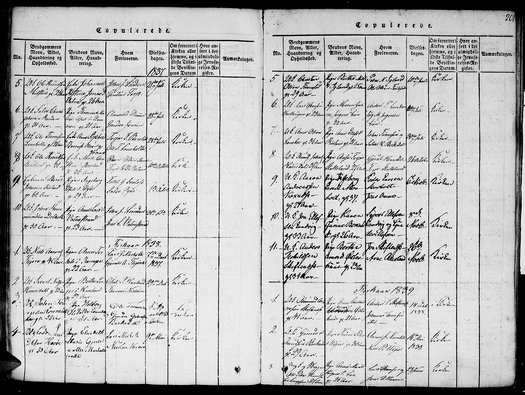 Hommedal sokneprestkontor, SAK/1111-0023/F/Fa/Fab/L0003: Parish register (official) no. A 3, 1815-1848, p. 201