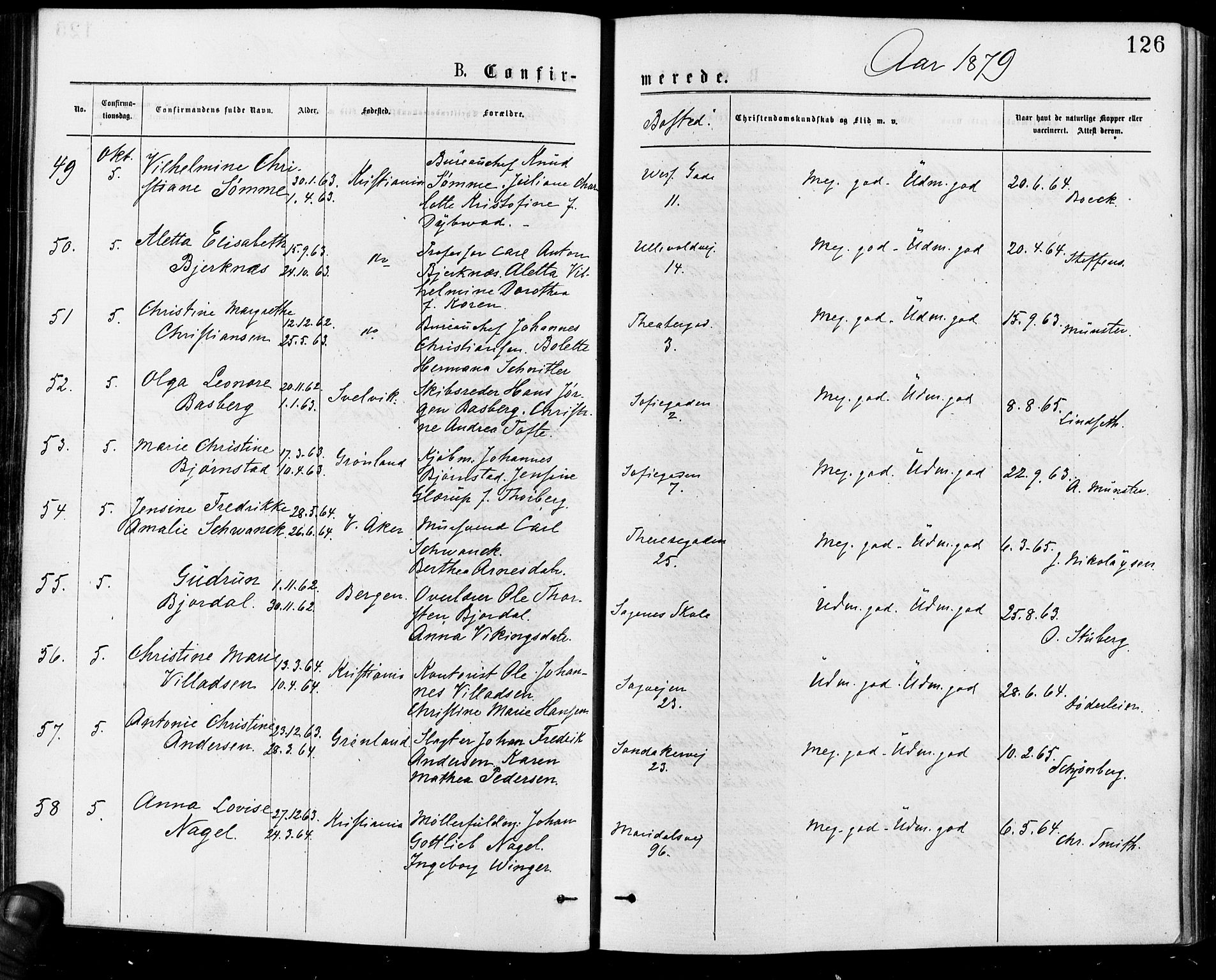 Gamle Aker prestekontor Kirkebøker, AV/SAO-A-10617a/F/L0005: Parish register (official) no. 5, 1873-1881, p. 126