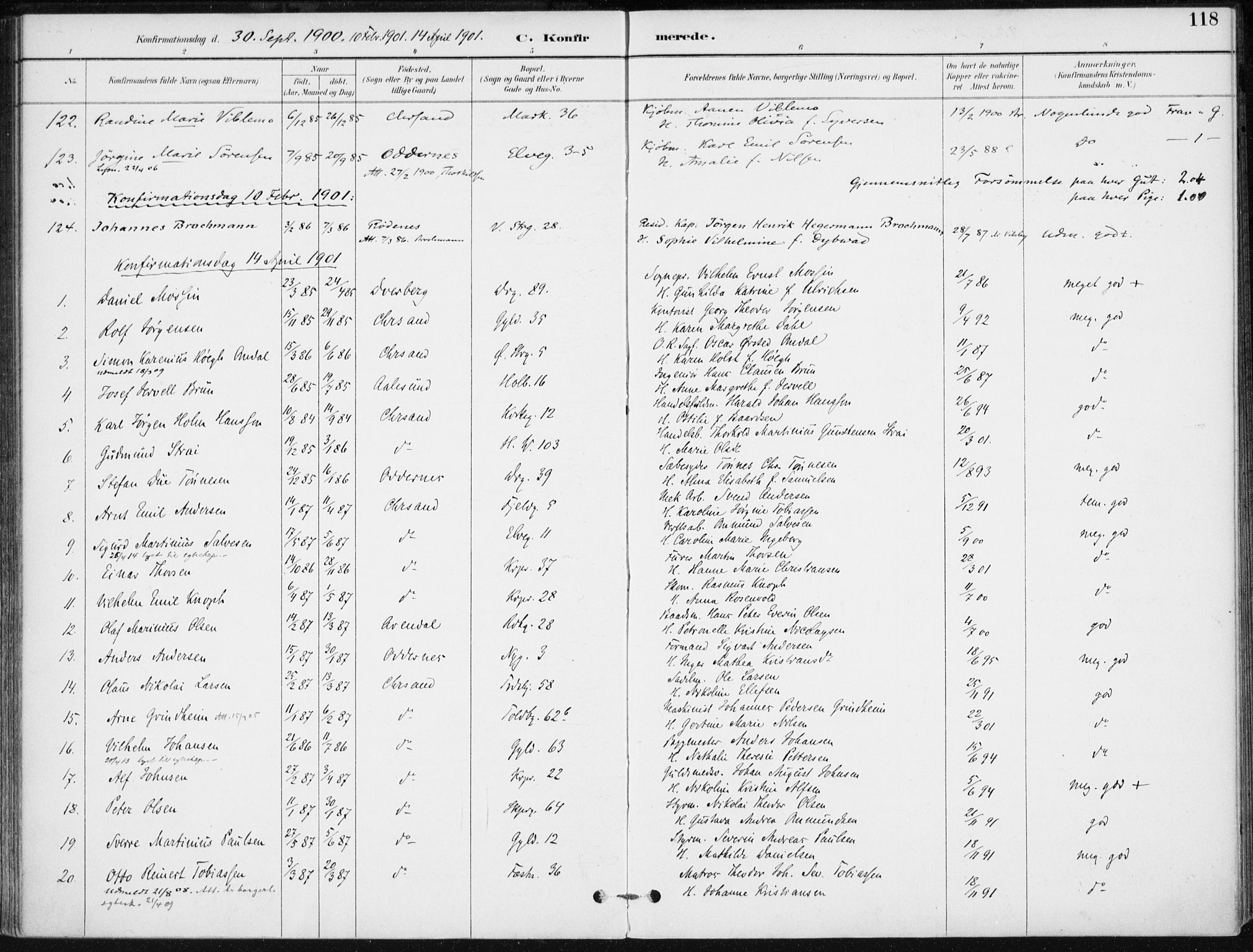 Kristiansand domprosti, AV/SAK-1112-0006/F/Fa/L0020: Parish register (official) no. A 19, 1893-1904, p. 118