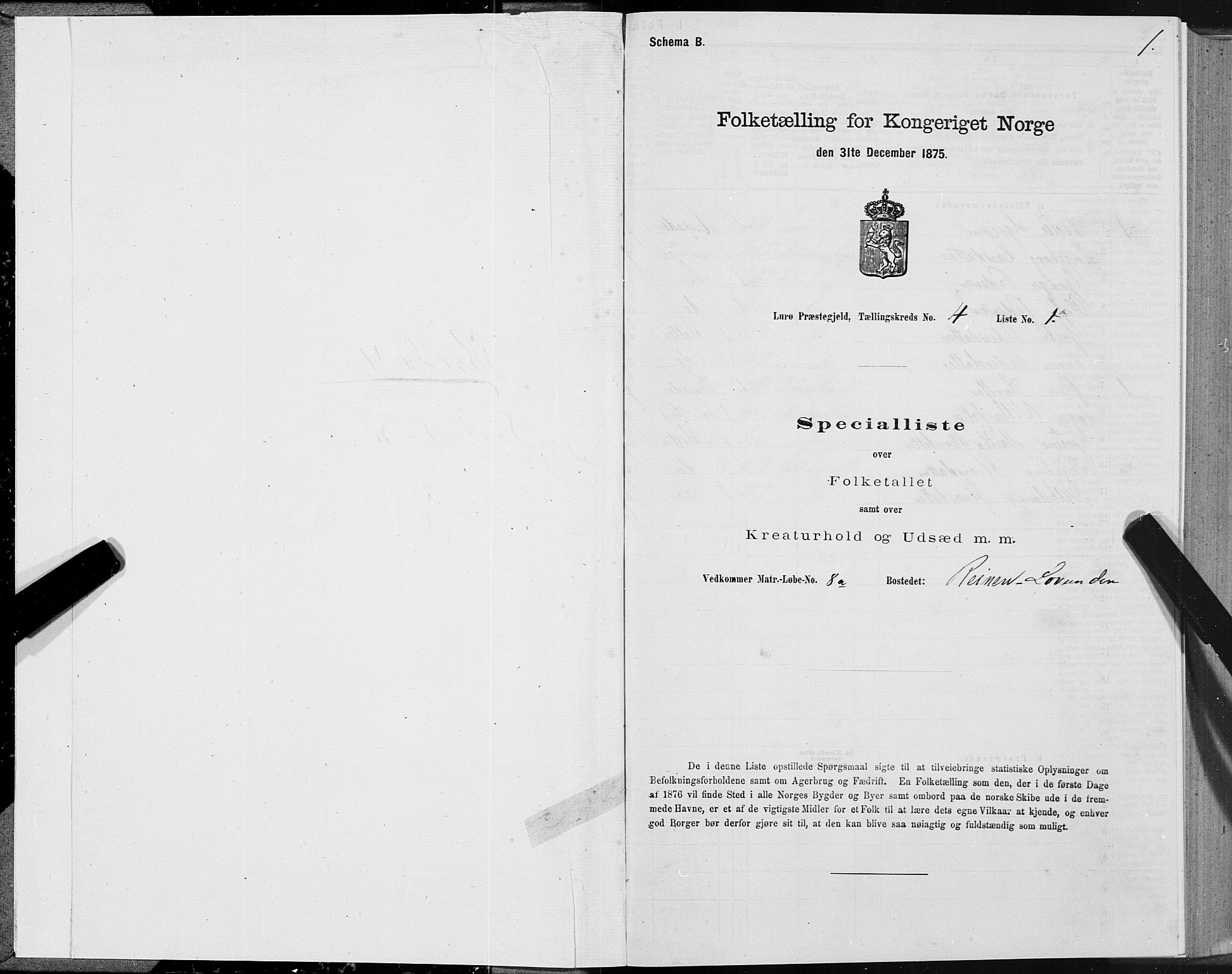 SAT, 1875 census for 1834P Lurøy, 1875, p. 3001