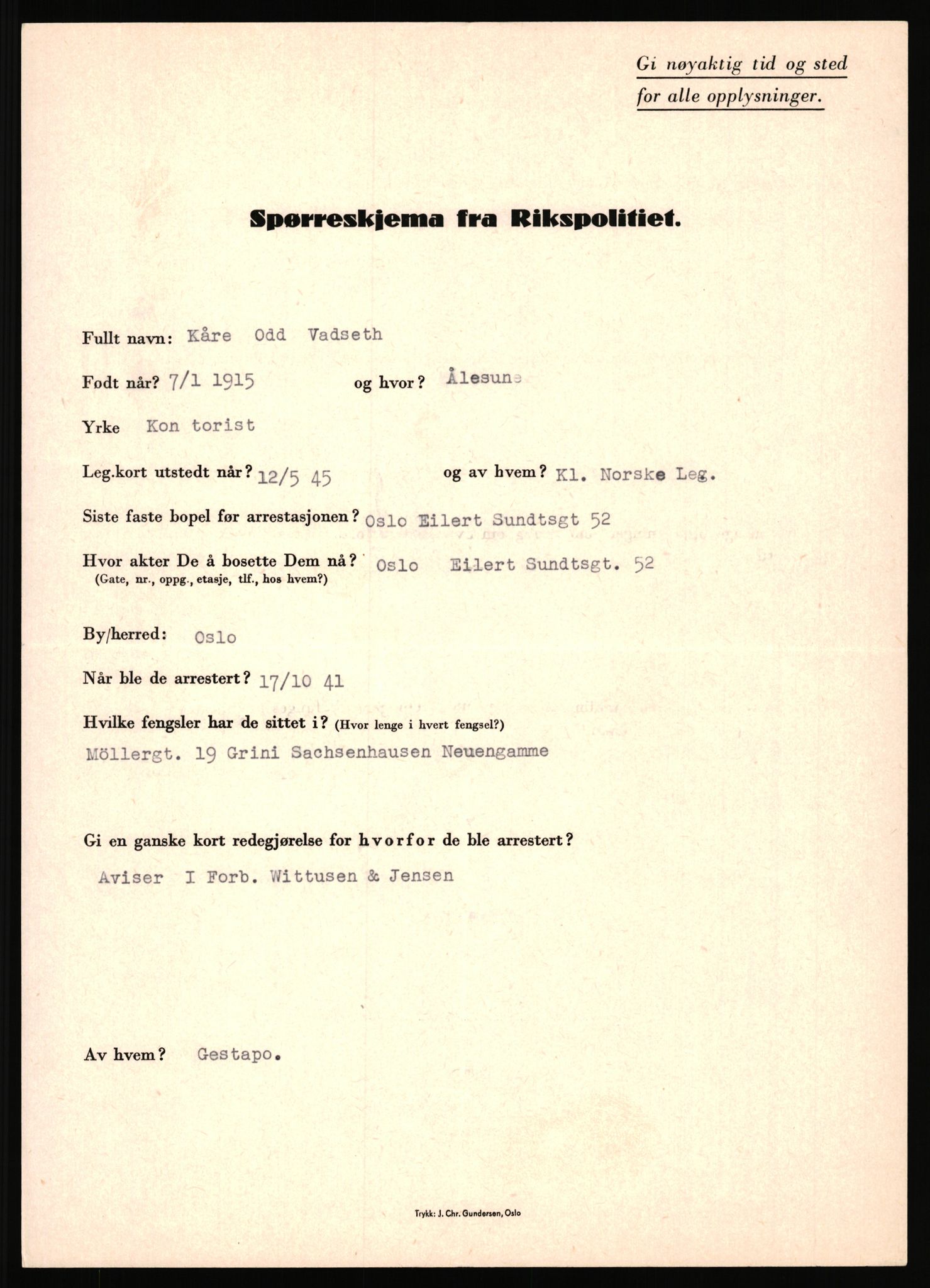 Rikspolitisjefen, AV/RA-S-1560/L/L0017: Tidemann, Hermann G. - Veum, Tjostolv, 1940-1945, p. 798