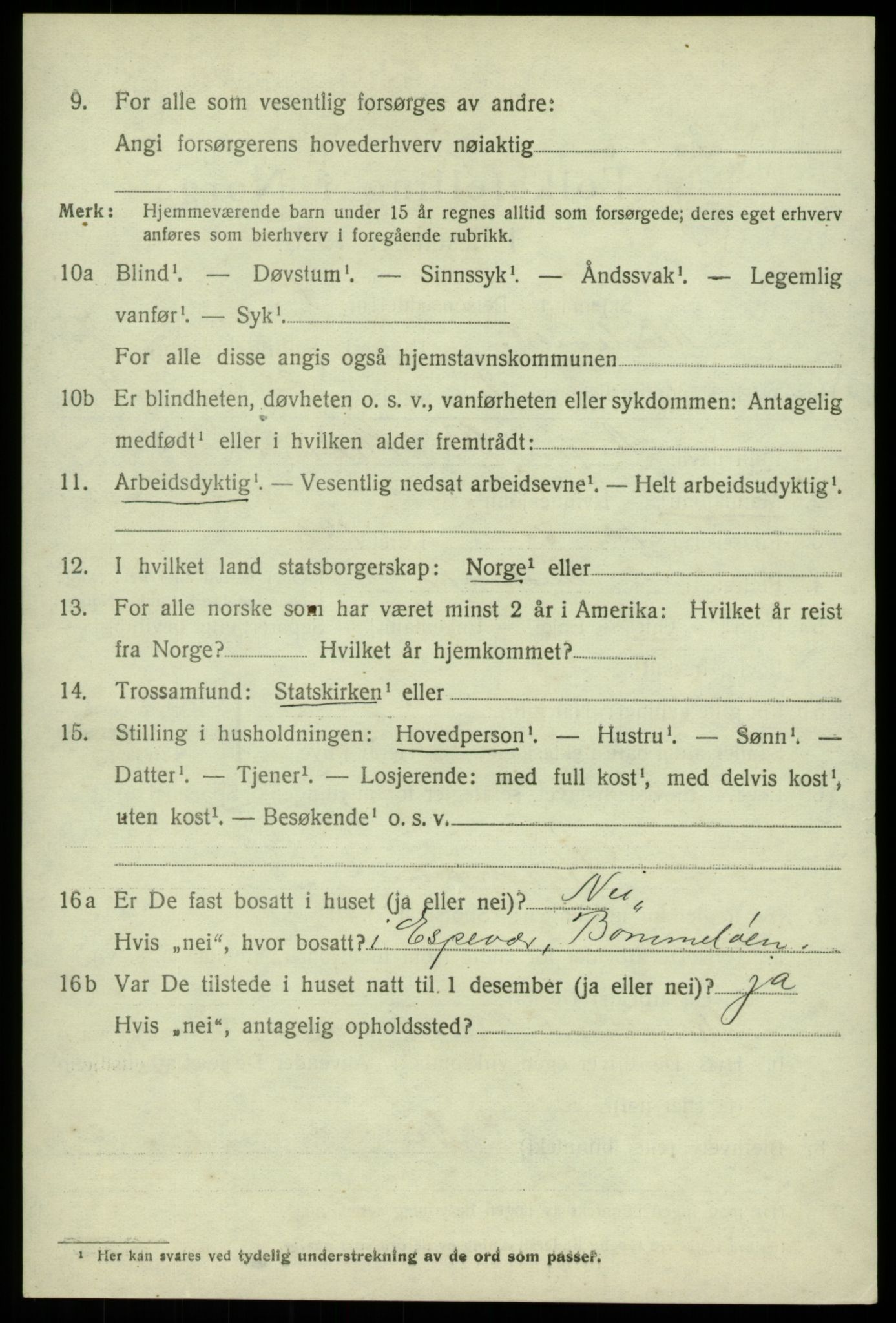 SAB, 1920 census for Austevoll, 1920, p. 2951