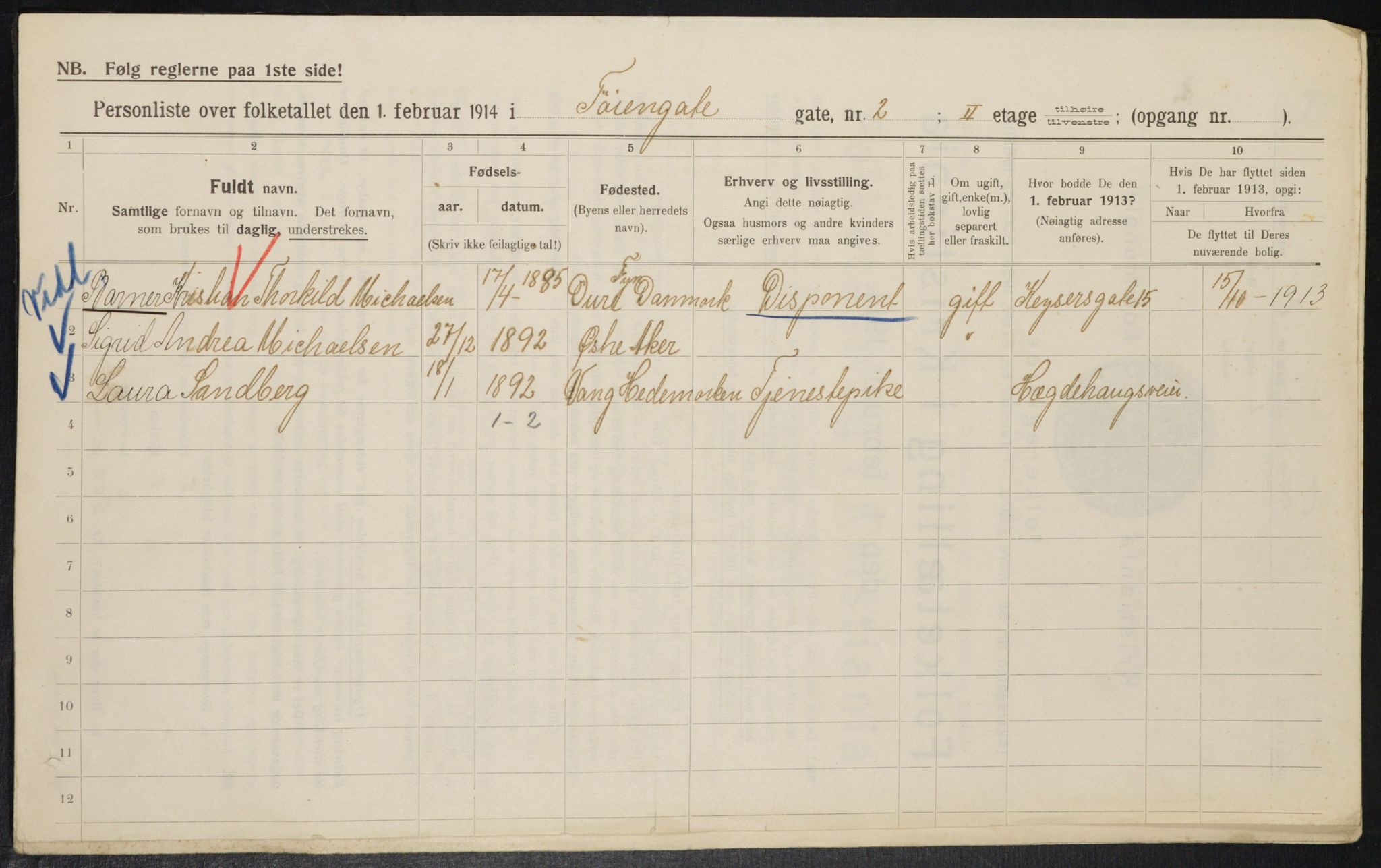 OBA, Municipal Census 1914 for Kristiania, 1914, p. 118299