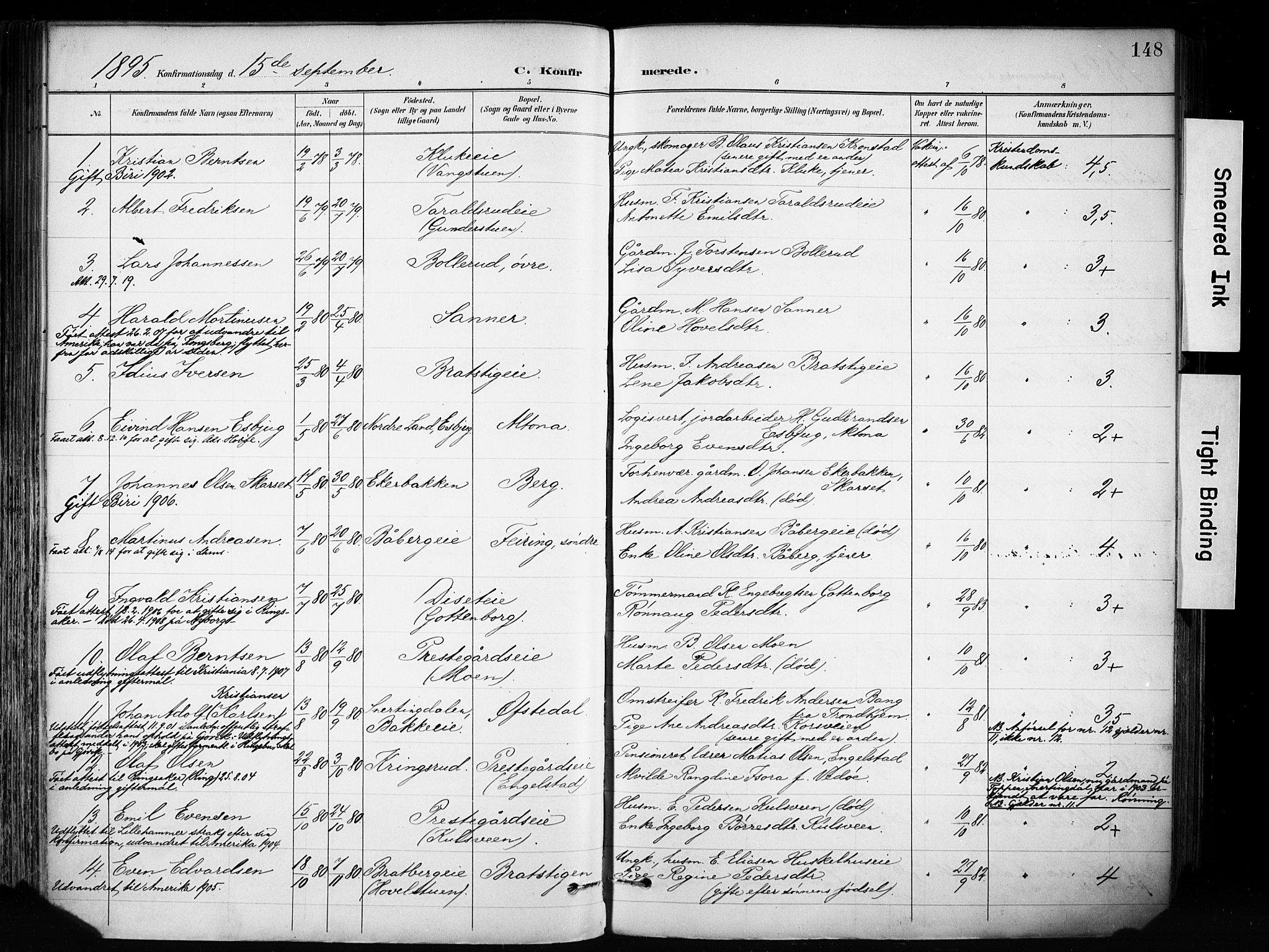 Biri prestekontor, AV/SAH-PREST-096/H/Ha/Haa/L0009: Parish register (official) no. 9, 1887-1900, p. 148