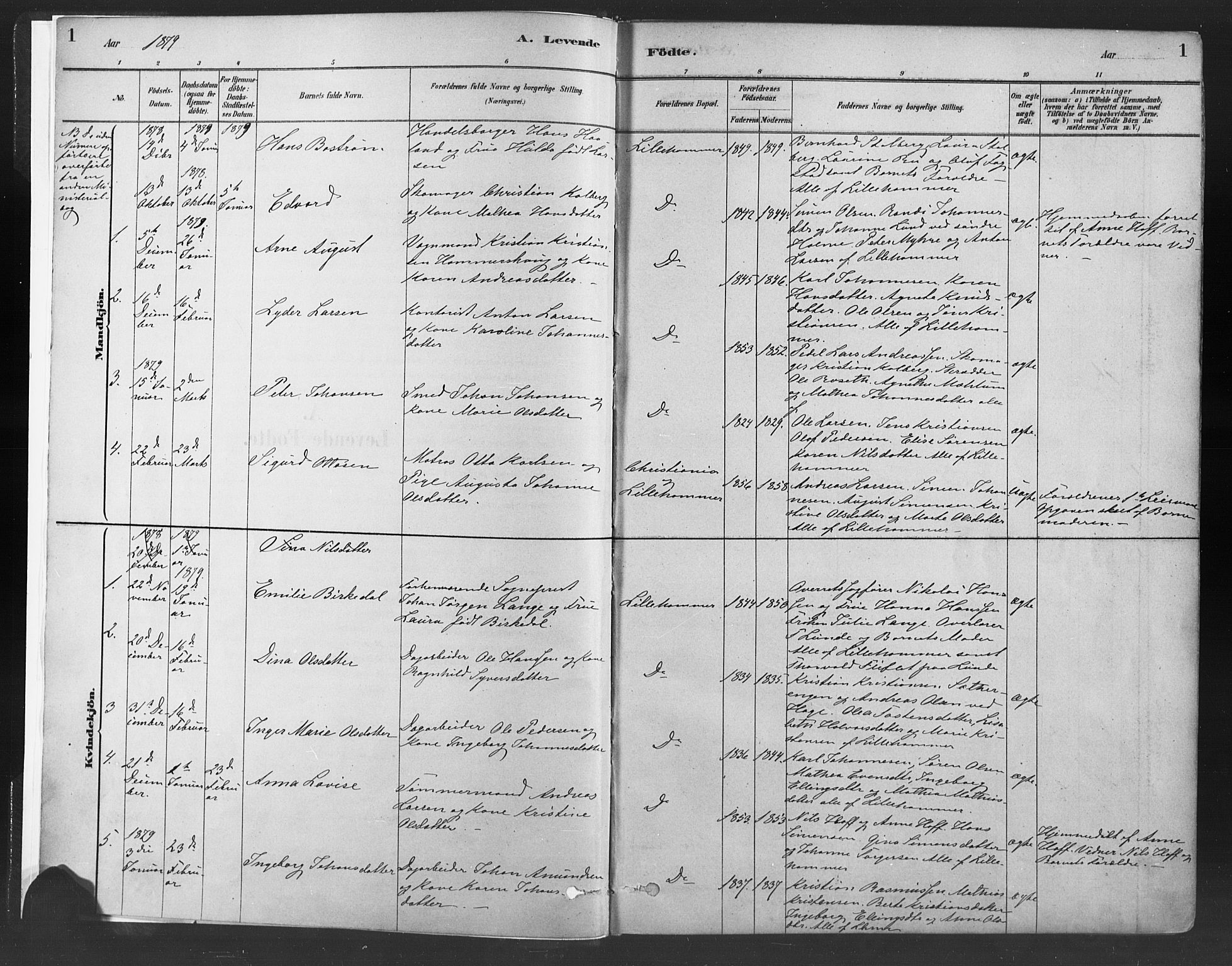 Fåberg prestekontor, SAH/PREST-086/H/Ha/Haa/L0010: Parish register (official) no. 10, 1879-1900, p. 1