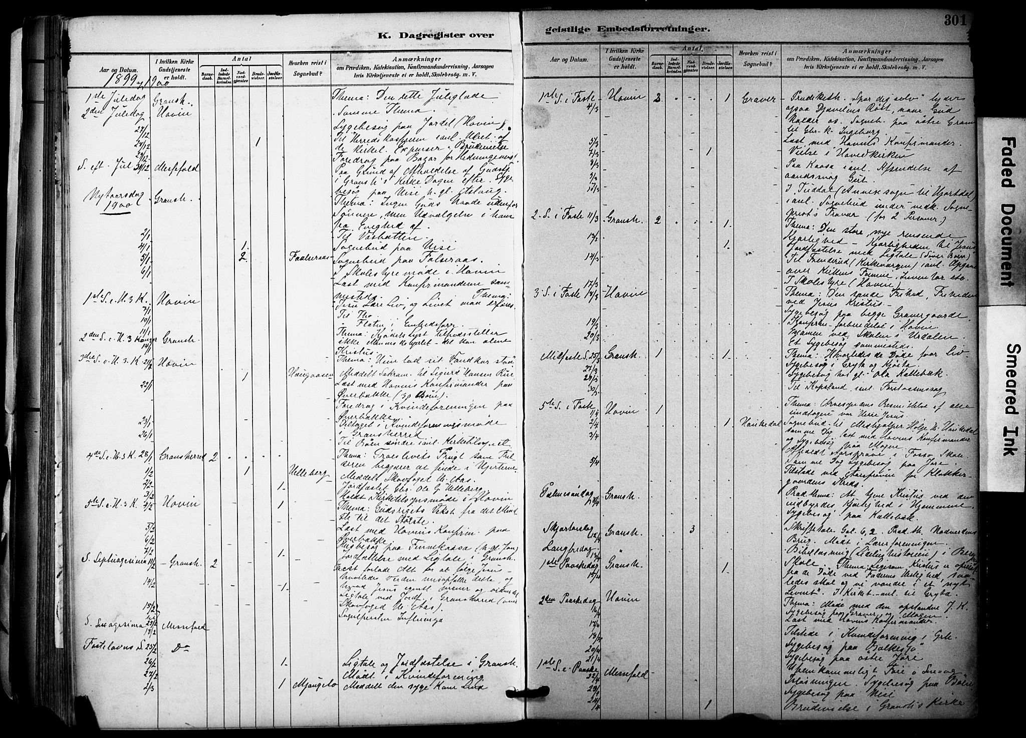 Gransherad kirkebøker, AV/SAKO-A-267/F/Fa/L0005: Parish register (official) no. I 5, 1887-1916, p. 301