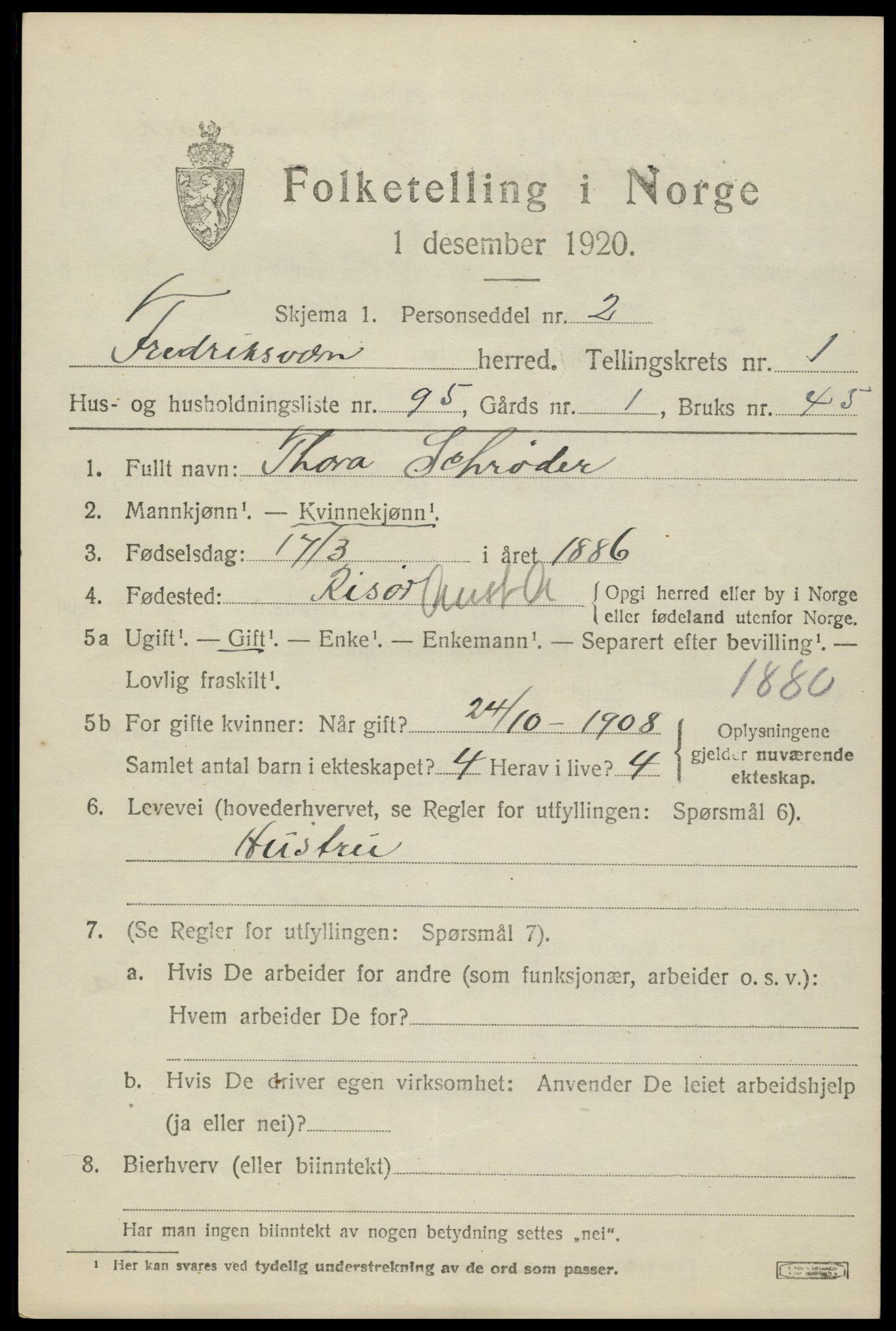 SAKO, 1920 census for Fredriksvern, 1920, p. 987