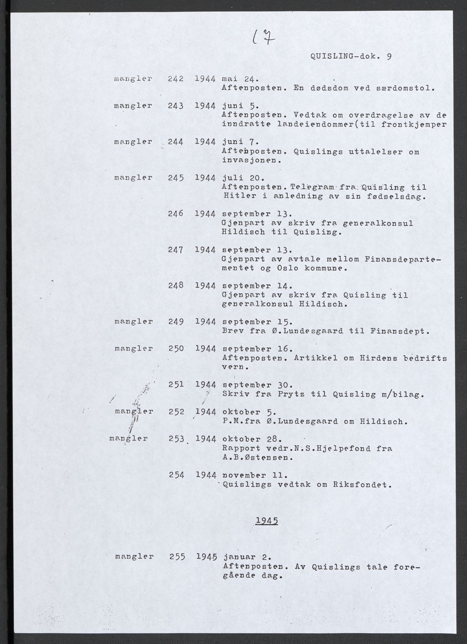 Landssvikarkivet, Oslo politikammer, AV/RA-S-3138-01/D/Da/L0003: Dnr. 29, 1945, p. 20