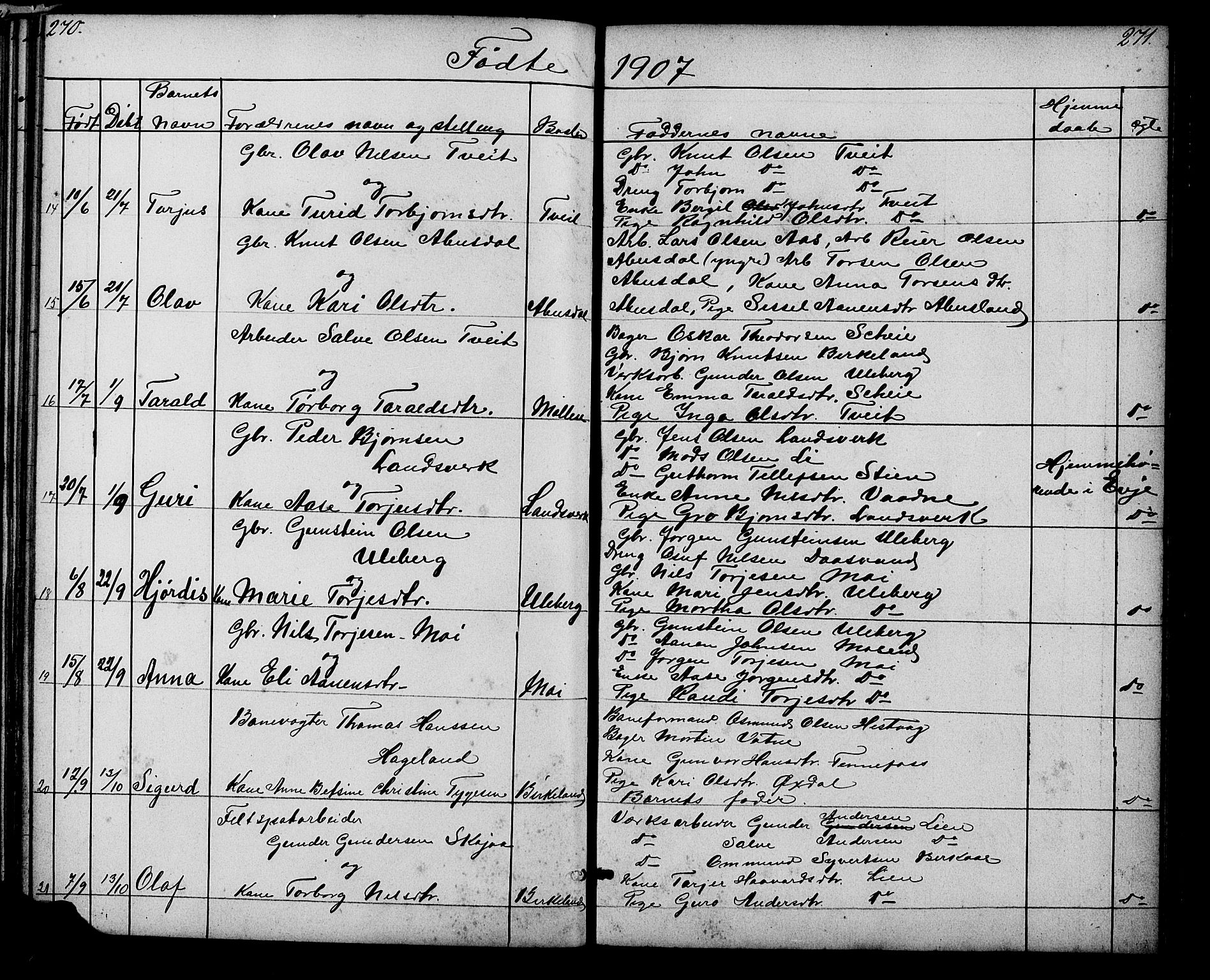 Evje sokneprestkontor, AV/SAK-1111-0008/F/Fb/Fbb/L0002: Parish register (copy) no. B 2, 1879-1909, p. 270-271