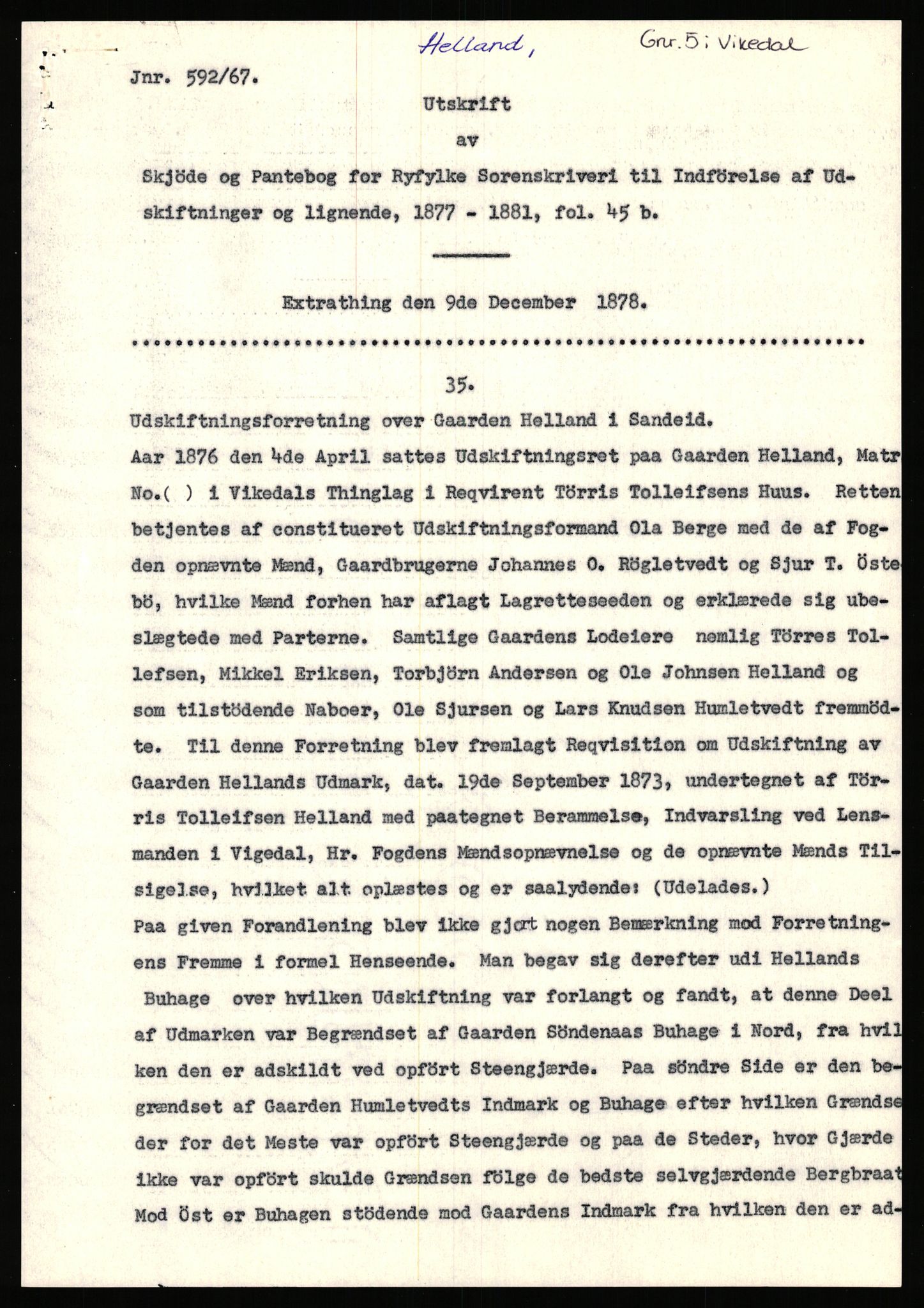 Statsarkivet i Stavanger, AV/SAST-A-101971/03/Y/Yj/L0034: Avskrifter sortert etter gårdsnavn: Helgeland i Bjerkreim - Helle nedre, 1750-1930, p. 569