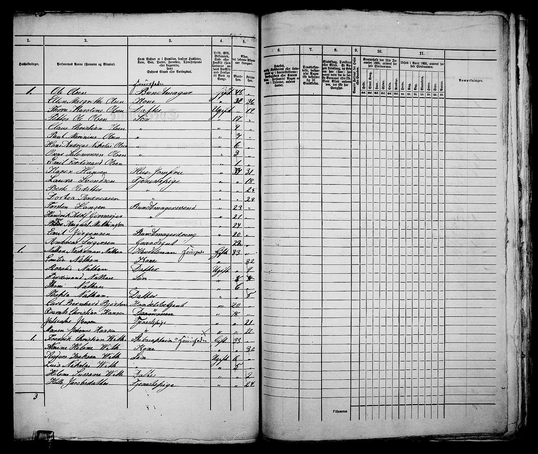 RA, 1865 census for Bragernes in Drammen, 1865, p. 537