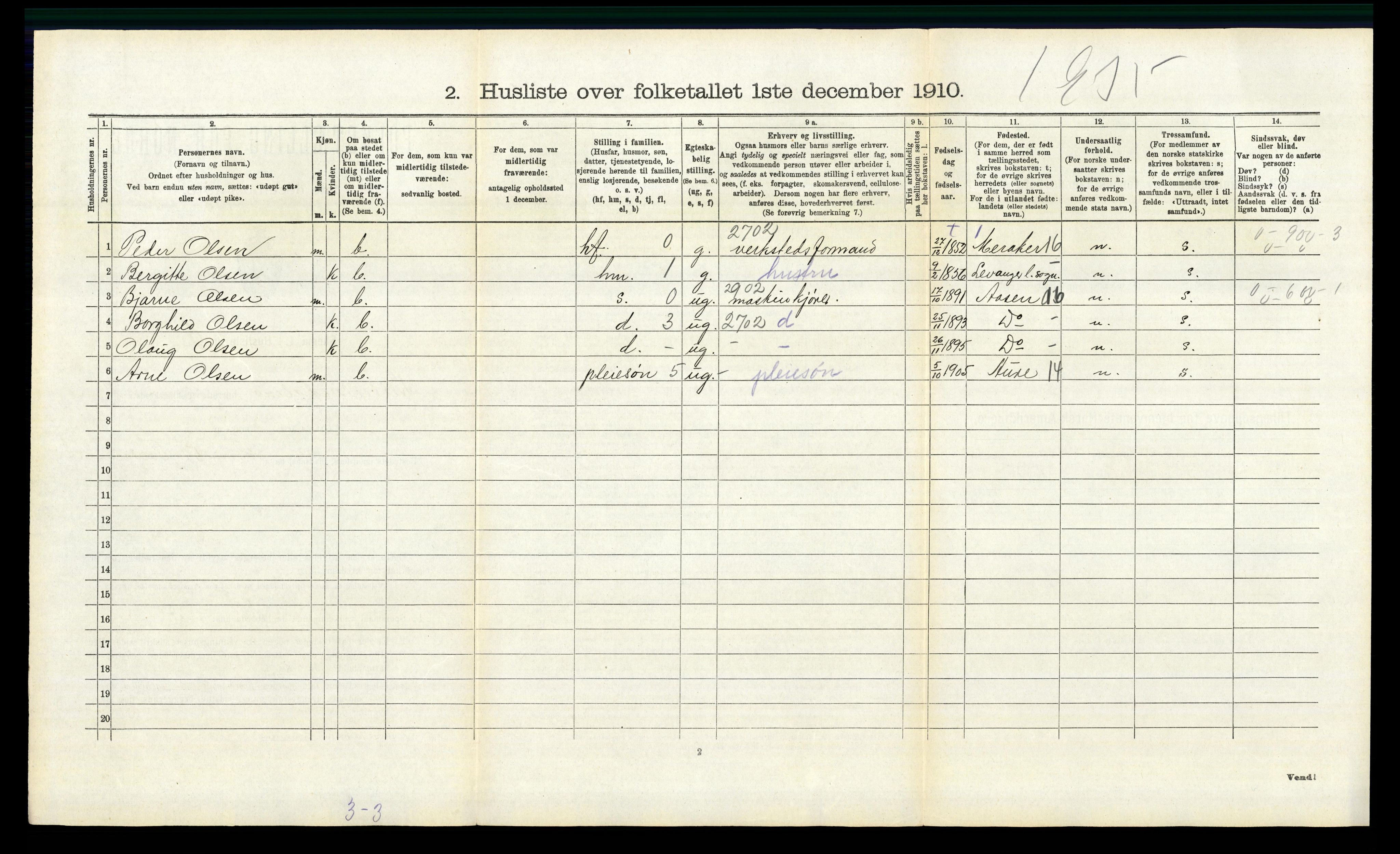 RA, 1910 census for Lille Elvedalen, 1910, p. 1118