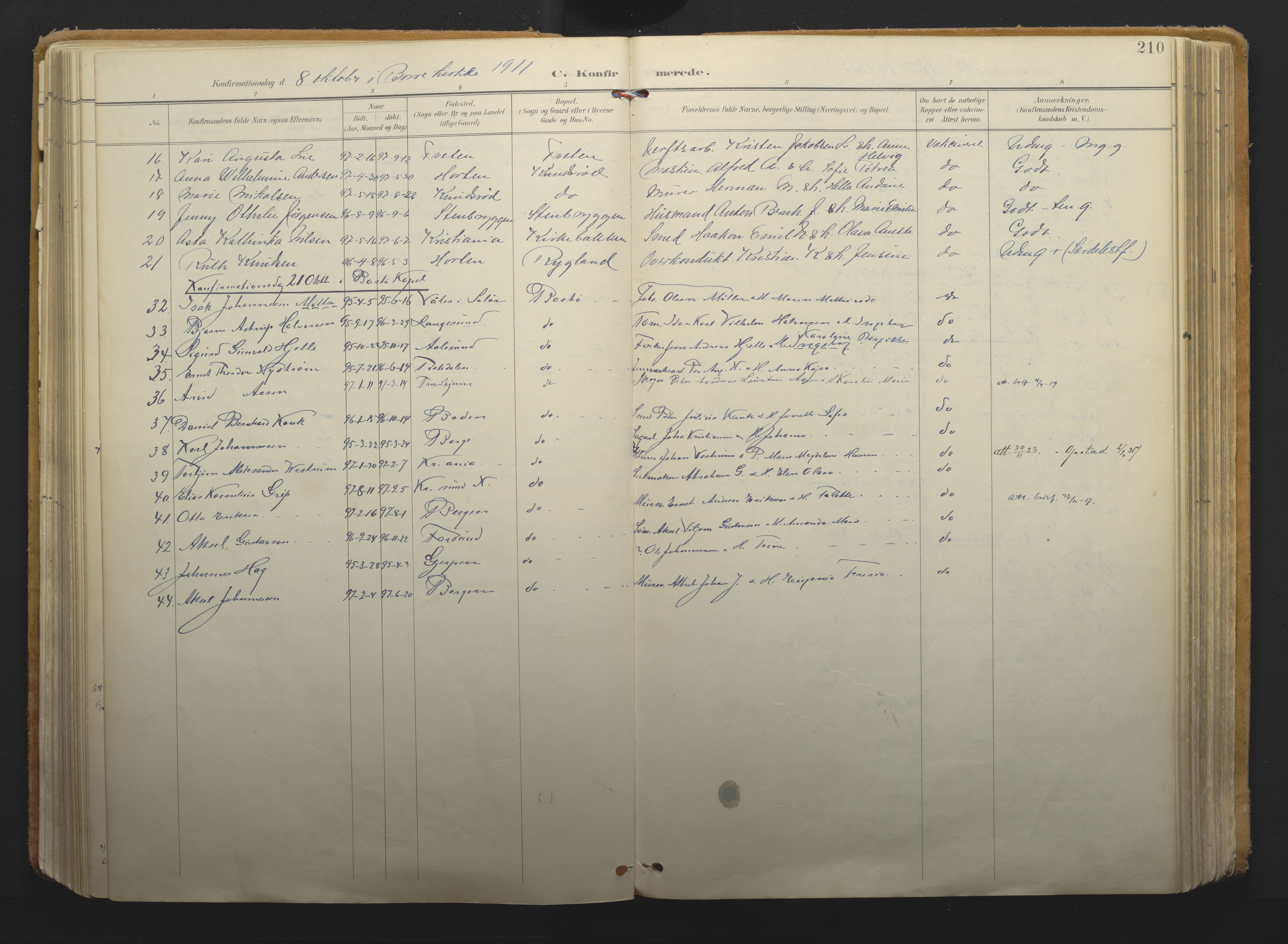 Borre kirkebøker, AV/SAKO-A-338/F/Fa/L0011: Parish register (official) no. I 11, 1897-1921, p. 210